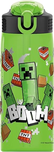 Vista 36 de Zak Designs Minecraft - Botella de agua Sage para la escuela o viajes, botella de agua de plástico duradero de 25 onzas con pajita, asa y a prueba