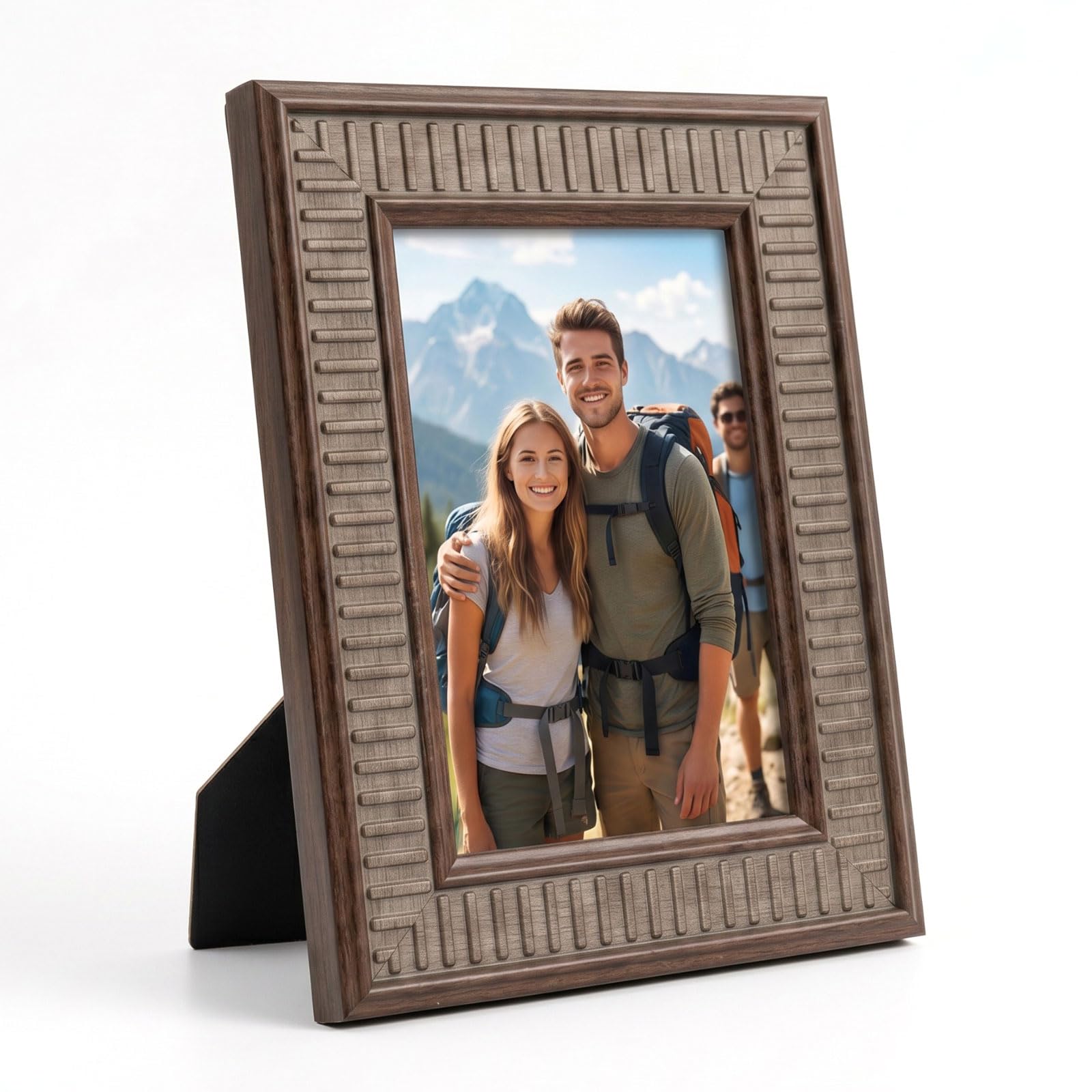 6x4 Picture Frames - 2PCS 4x6 Vintage Picture Frames Stand Free-standing Horizontally & Vertically Rustic Photo Frames for Home Office Living Room Décor (Brown)