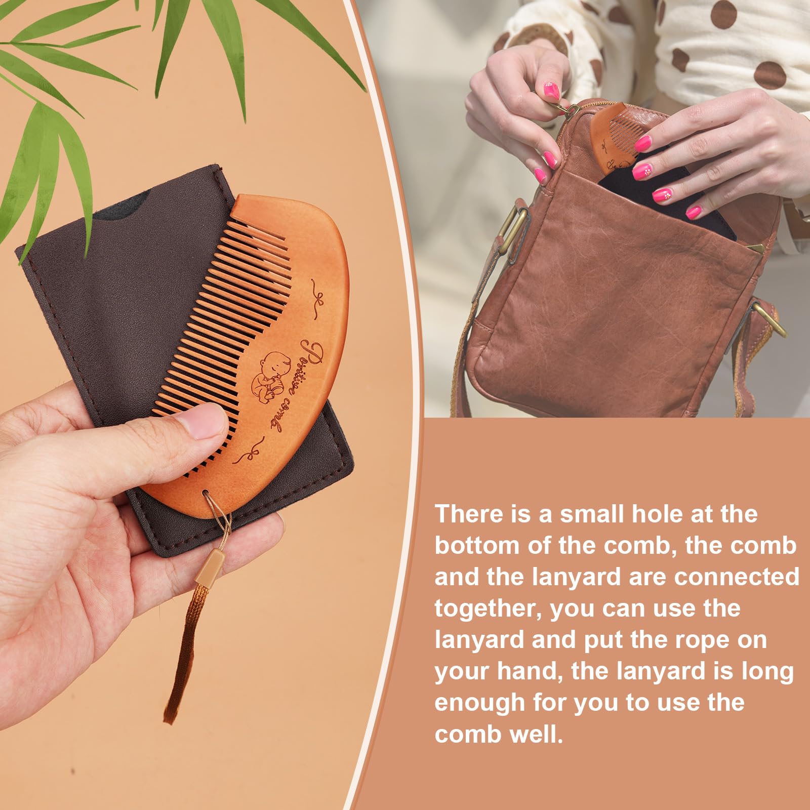 Set di Pettine da Parto, Legno Travaglio Pettine per Capelli con Borsa Portaoggetti e Cordino Articoli Essenziali per il Parto per le Mamme Alla Prima Esperienza Regalo per la Gravidanza