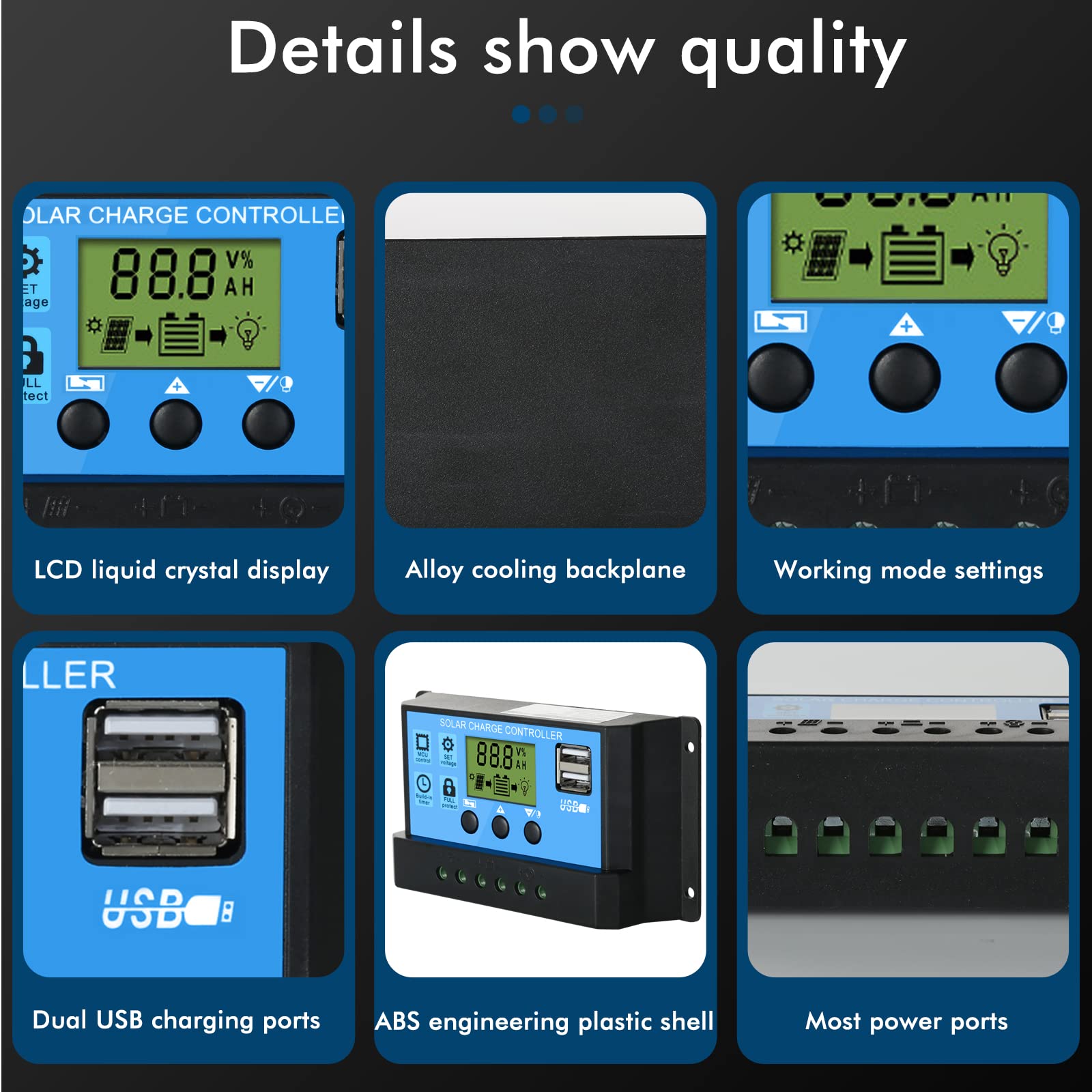 Contrôleur De Charge Solaire Double Batterie 30A 12V/24V Avec Écran LCD - Régulateur Intelligent PWM
