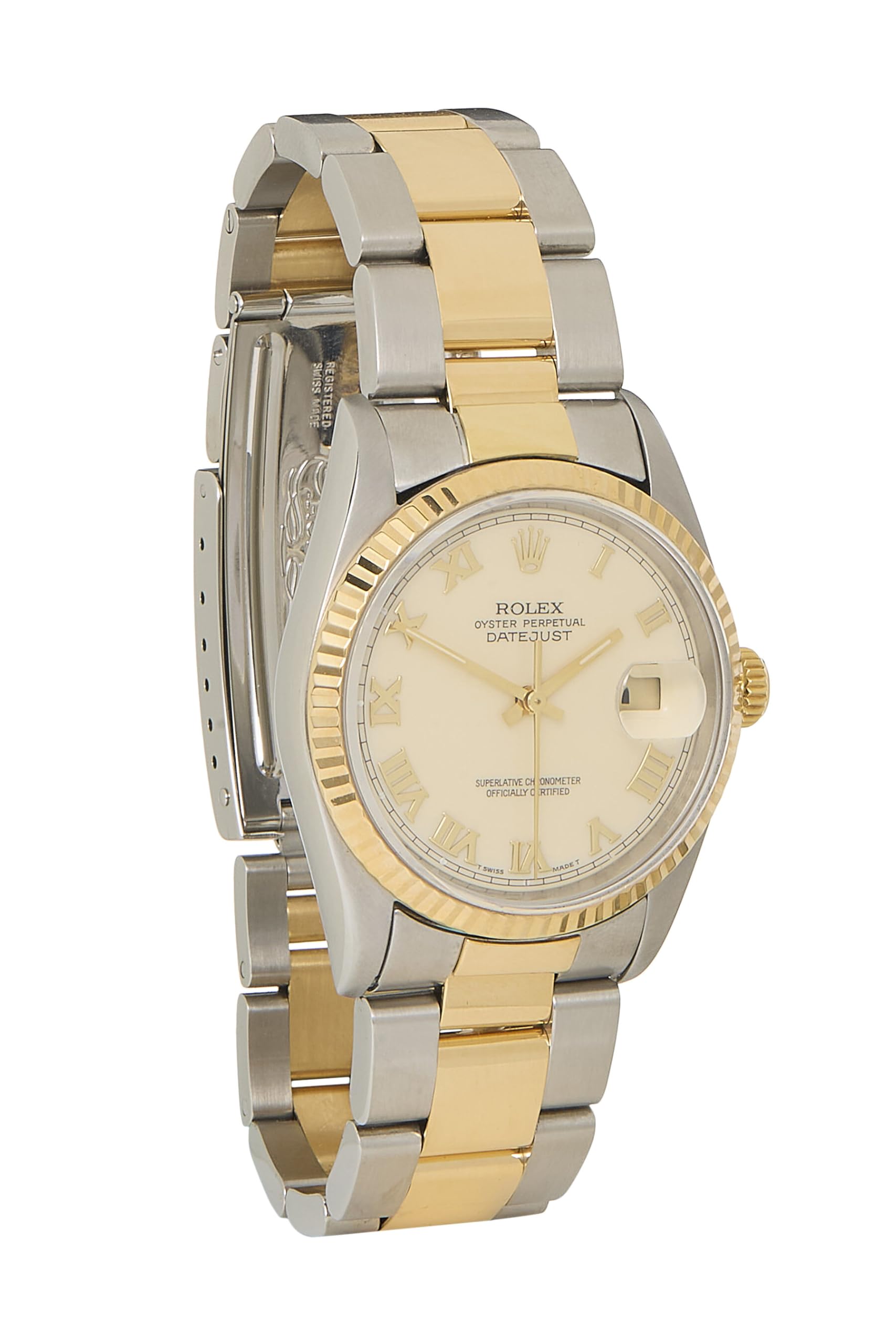 RolexPre-Loved Stainless Steel & 18K Yellow Gold Datejust 16233 36mm, Cream