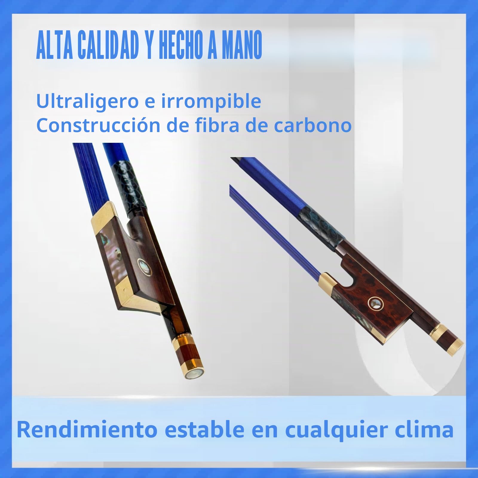 Arco para violín de fibra de carbono 4/4, ultraligero e irrompible con crin de caballo de colores, incrustaciones de rana de madera de serpiente y nácar, grado profesional para viajes y actuaciones