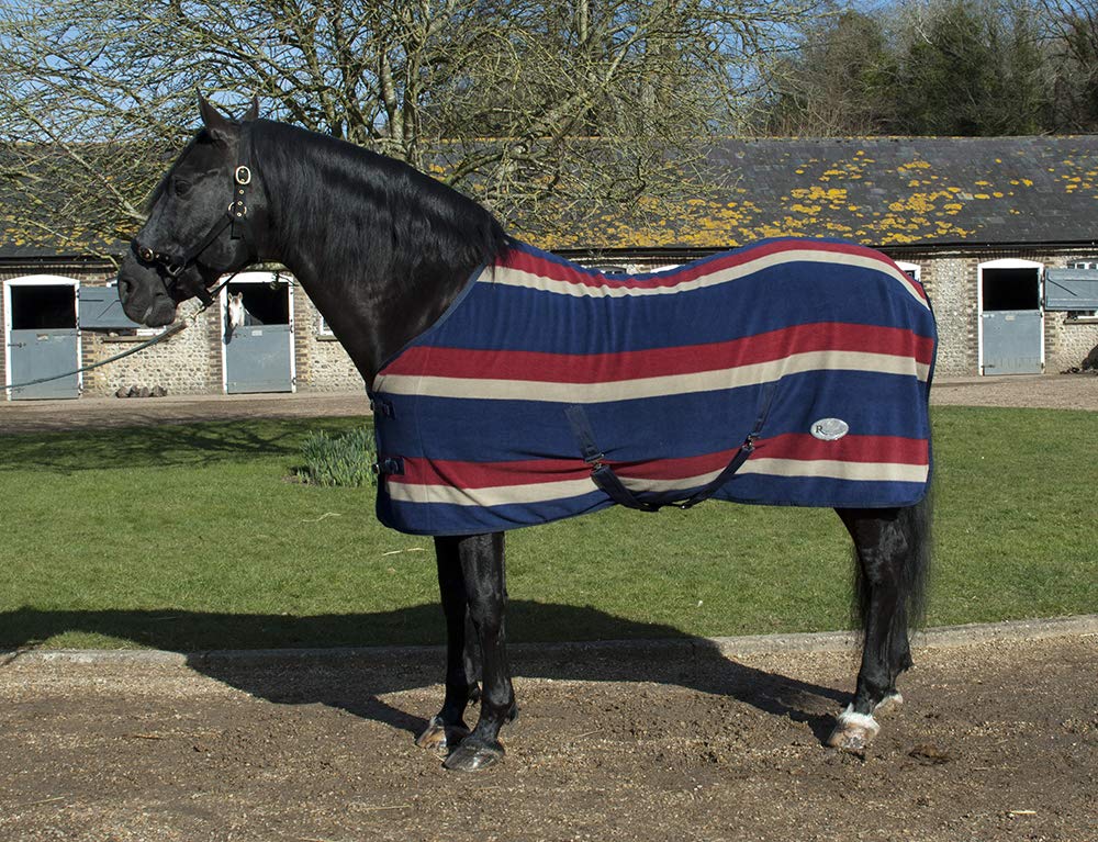 Rhinegold Elite Fleece Show Cooler Fleece Horse Rug - Burgundy Stripe 7.0, Burgundy Stripe โ image 1