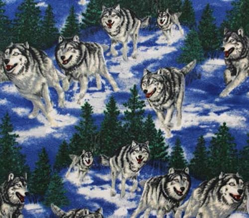 Miniatura 1 de Impresiones de tela polar *Running Wolf* / 60 pulgadas de ancho/Vendido por The Yard N-085