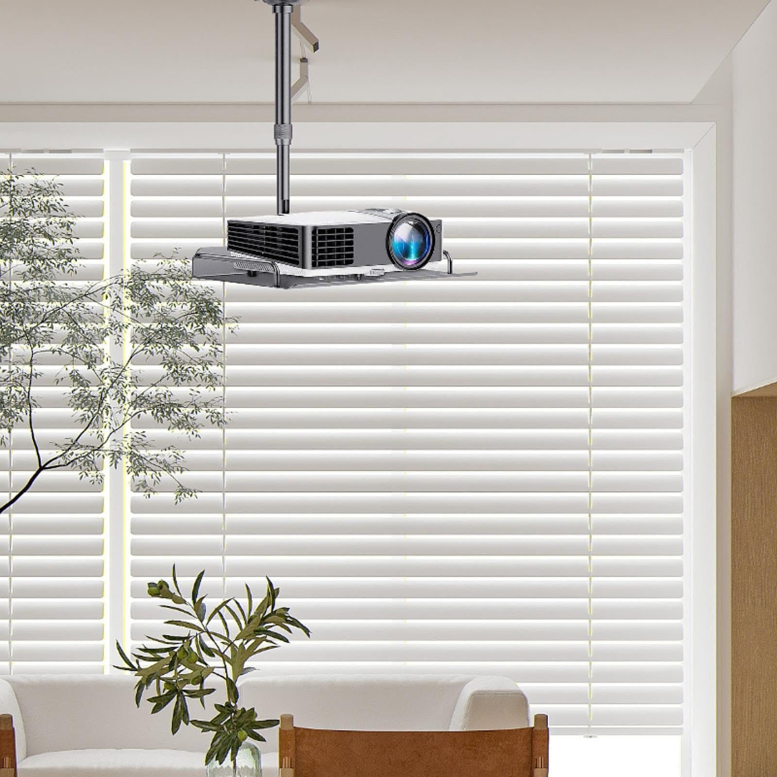 Staffa Soffitto Proiettore Regolabile Altezza | alluminio, vassoio ampio, cablaggio interno, montaggio versatile