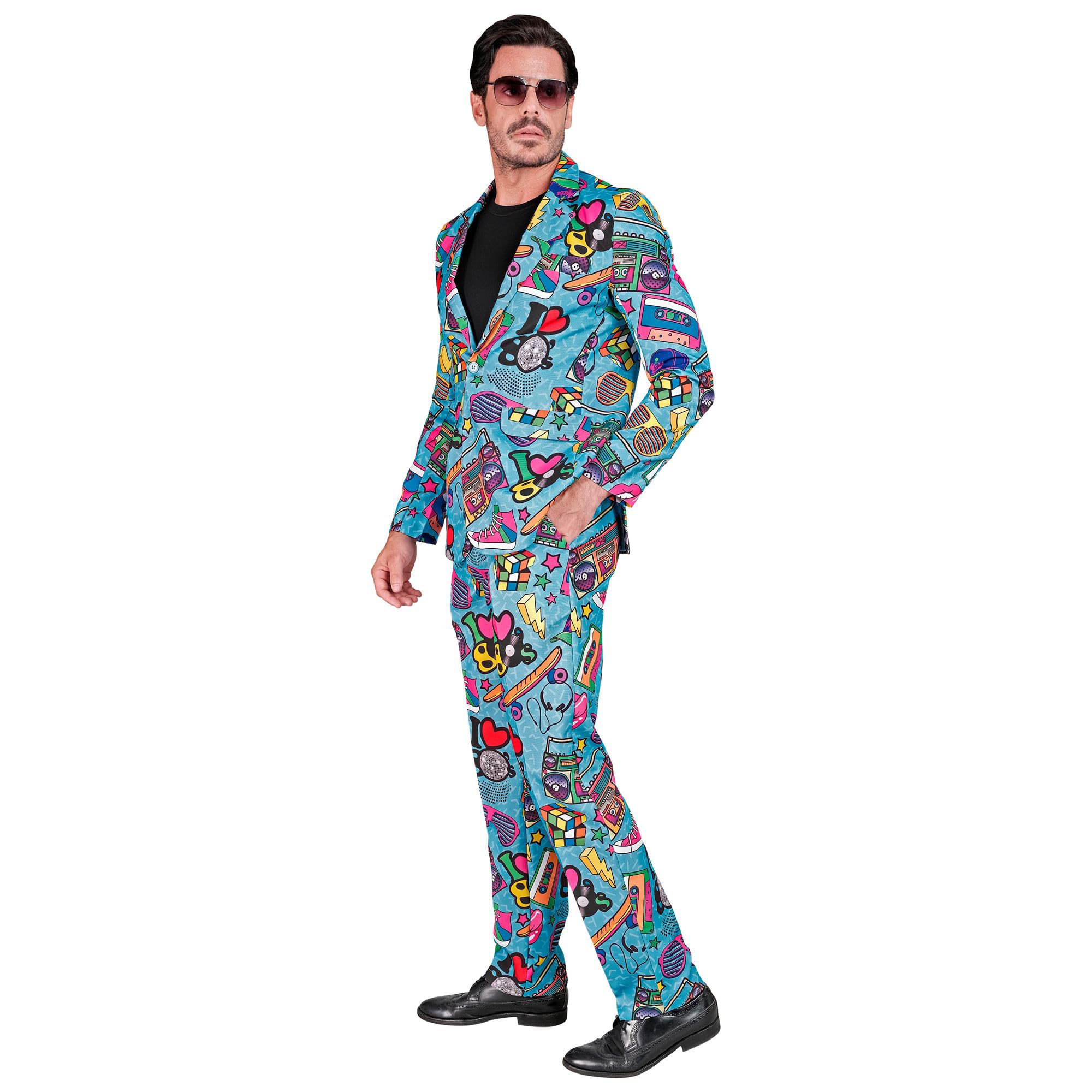 W WIDMANN MILANO Party Fashion - Completo da Uomo Anni '80 | Con giacca e pantaloni, look retrò accattivante, costume per Carnevale, festival e feste a tema