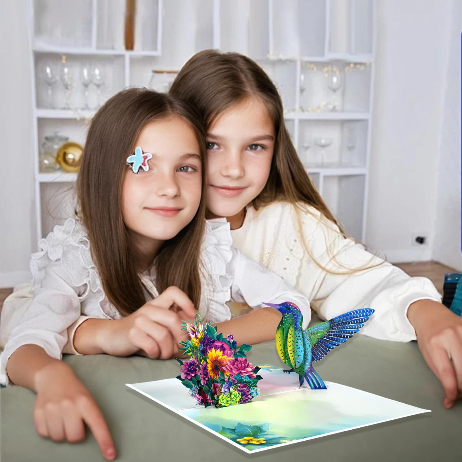 AYNKH 1 Pack Hummingbird with Blue Flower Card?3D Gift Card for Your Mum Wife, Daughter,Grandma, Sister - Image 4