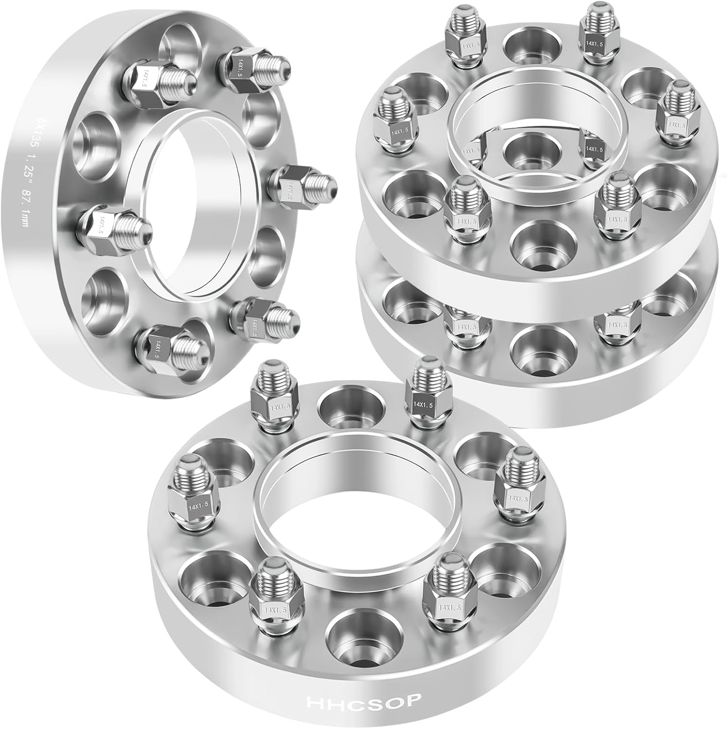 HHCSOP 6x135 Wheel Spacers for 2015-2023 Ford F150 1.25 inch (38mm) M14x2.0 Studs 87.1mm Hub Bore 6 Lug Forged Spacer for F-150 Expedition Lincoln Mark LT Navigator 1.25" Wheel Adapters, 4PCS