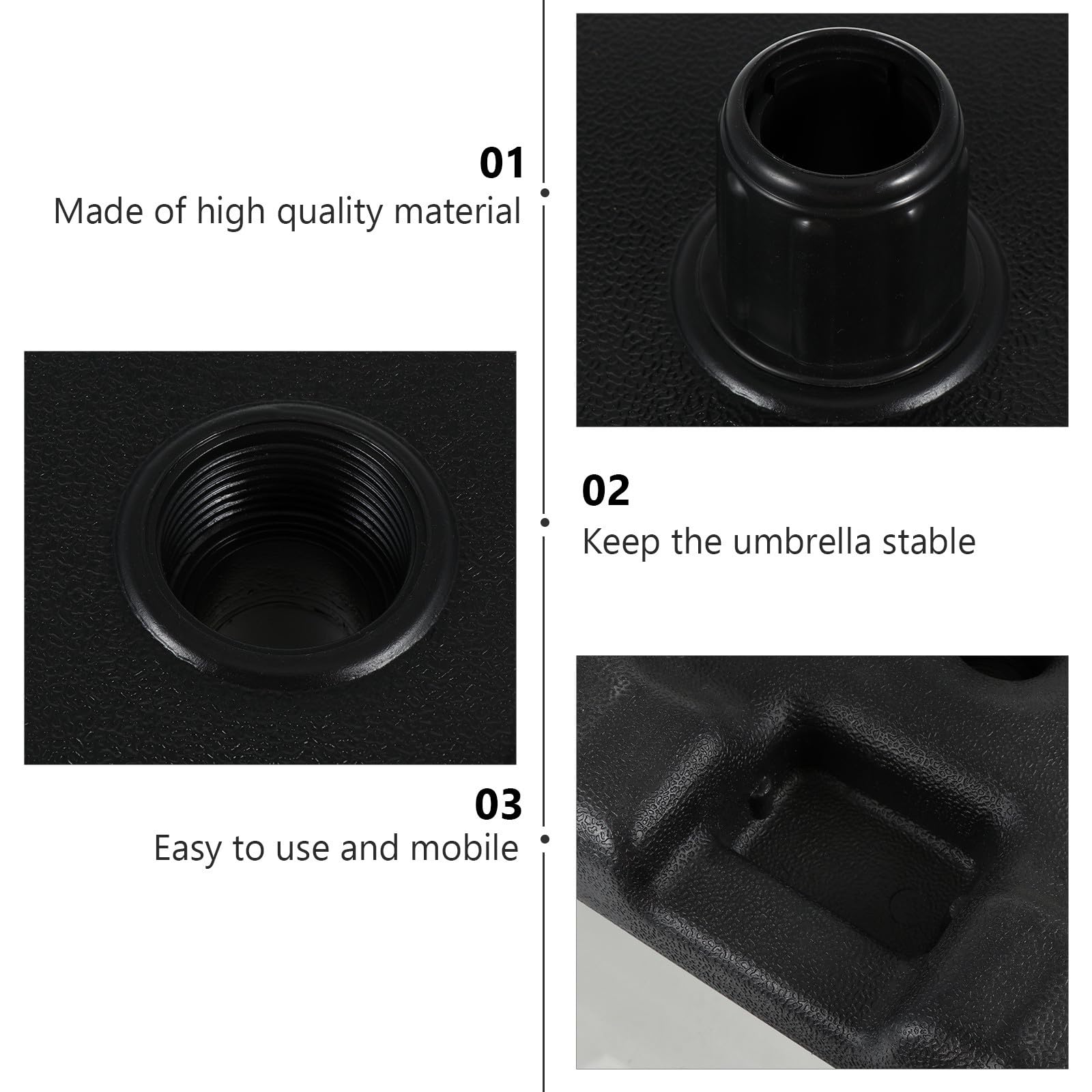 Base per Vacanze Estive Facile da Fissare in Plastico Nero Riempibile Acqua o Sabbia e Ombrelloni Palo Fino a 3,8cm per Ombrellone da Spiaggia