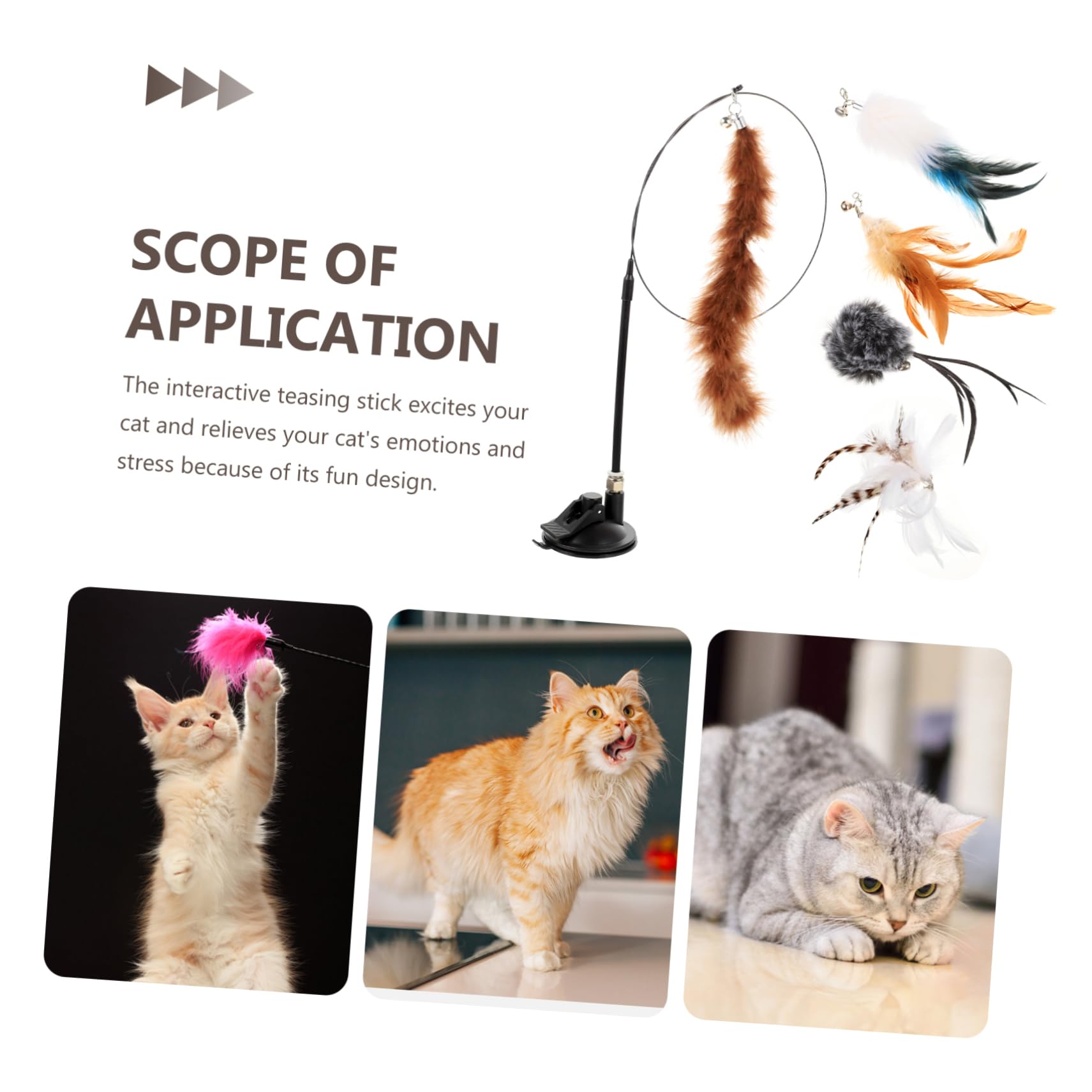 Yardwe Lot De 3 Jouets Interactifs pour Chat Mignons en Peluche avec Clochettes Et Bâtons pour Samuser en Intérieur 6 Pièces X 3