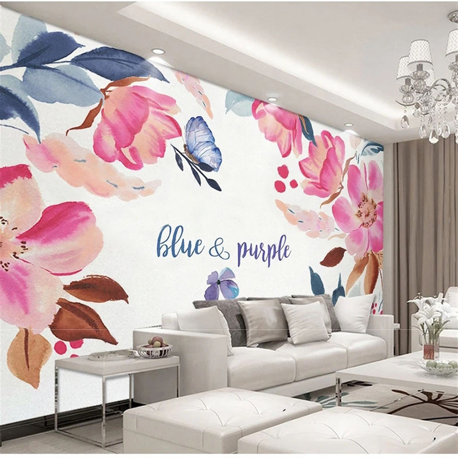 Wandtattoo Einfache handgemalte Blume Wandbilder Wohnzimmer Schlafzimmer Wohnkultur wasserdichte Leinwand 3D Wandaufkleber Nicht selbstklebend/selbstklebend Wandaufkleber