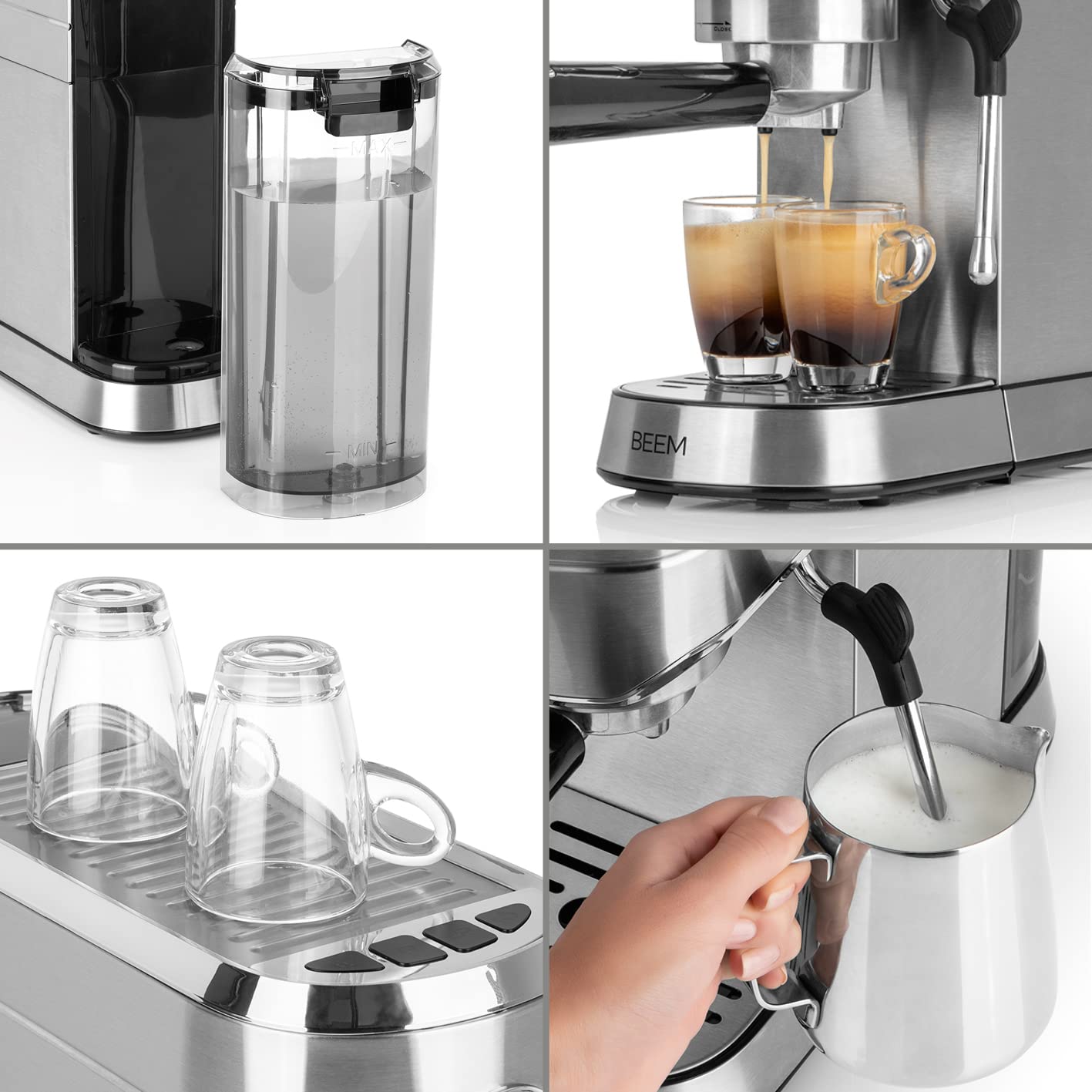 BEEM ESPRESSO-ULTIMATE máquina de espresso con portafiltro - 20 bar | para espresso, cappuccino & co. | con sistema de calefacción thermoblock y sistema de temperatura PCB | depósito de agua de 1 l