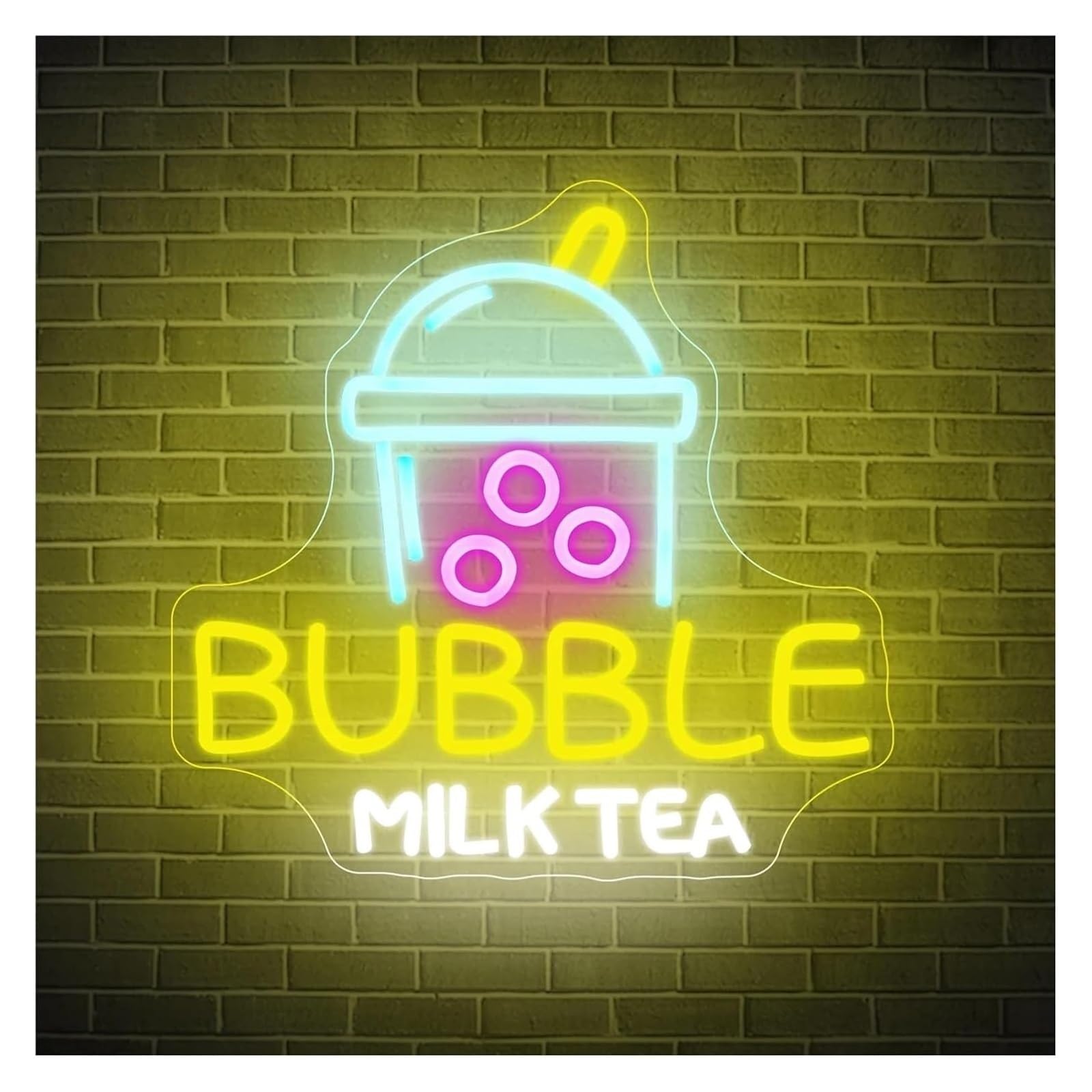 Aextroi neon Lights Sign Neon Light Decoration Bubble Milk Tea for neon Signs for Wall Decor Up Sign for Shop Office Bedroom