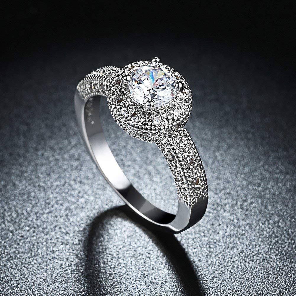 A5 Crystal Royal Queen 925 Sterling Silver Plated Ring(Silver)