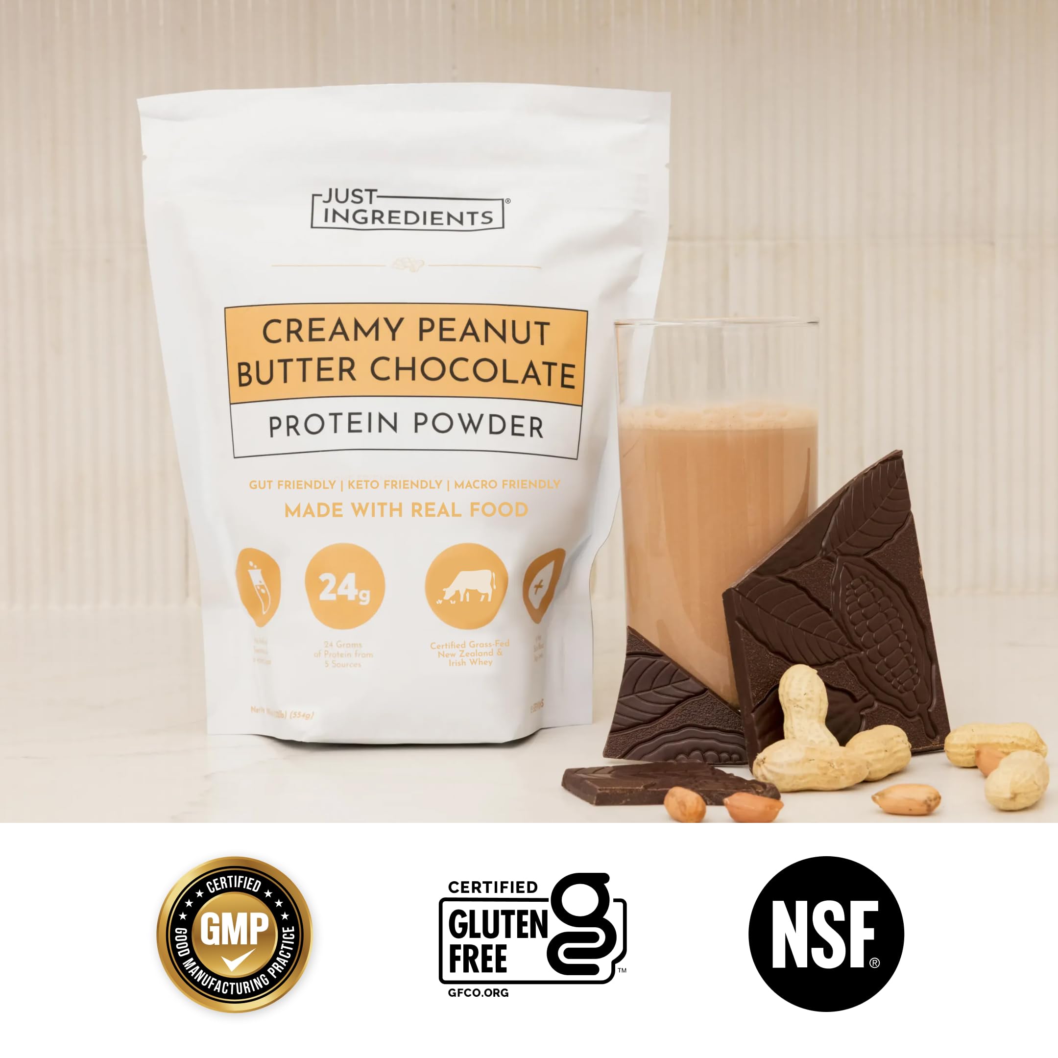 JUST INGREDIENTS Peanut Butter Choc Protein Powder - Whey Protein - 15 Serv — Amazon image 3