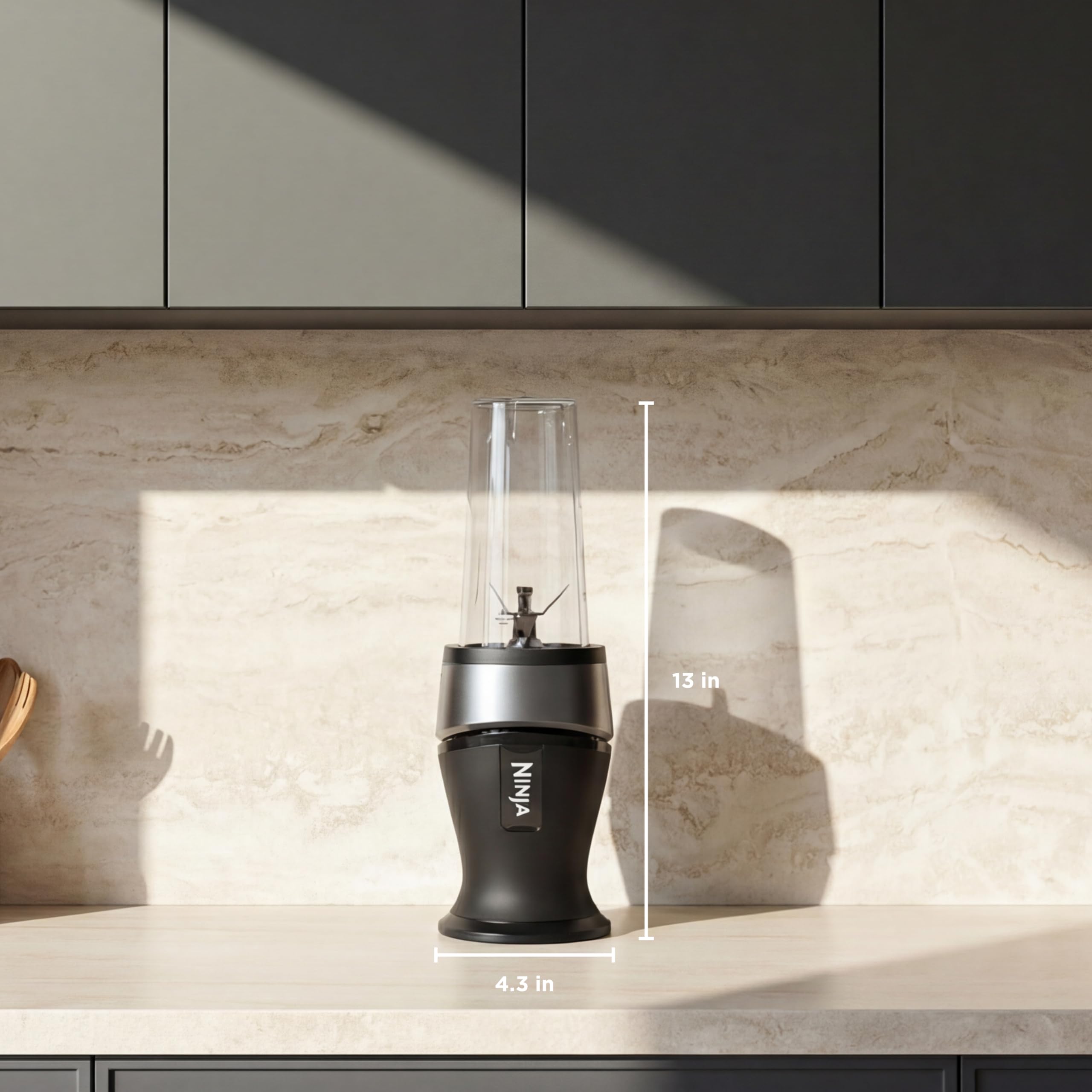 Ninja BN301 Nutri-Blender Plus Compact Personal Blender, 900-Peak-Watt Motor, Frozen Drinks, Smoothies, Sauces & More, (3) 20 oz. To-Go Cups, (2) Spout-Lids (1) Storage-Lid, Dishwasher Safe, Silver: Push to blend