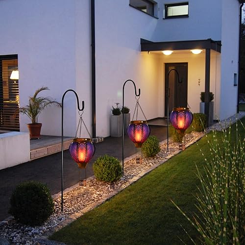 Miniatura 6 de Linterna solar de globo de aire caliente con llama parpadeante, luces solares colgantes para exteriores, faroles impermeables para jardín, patio,