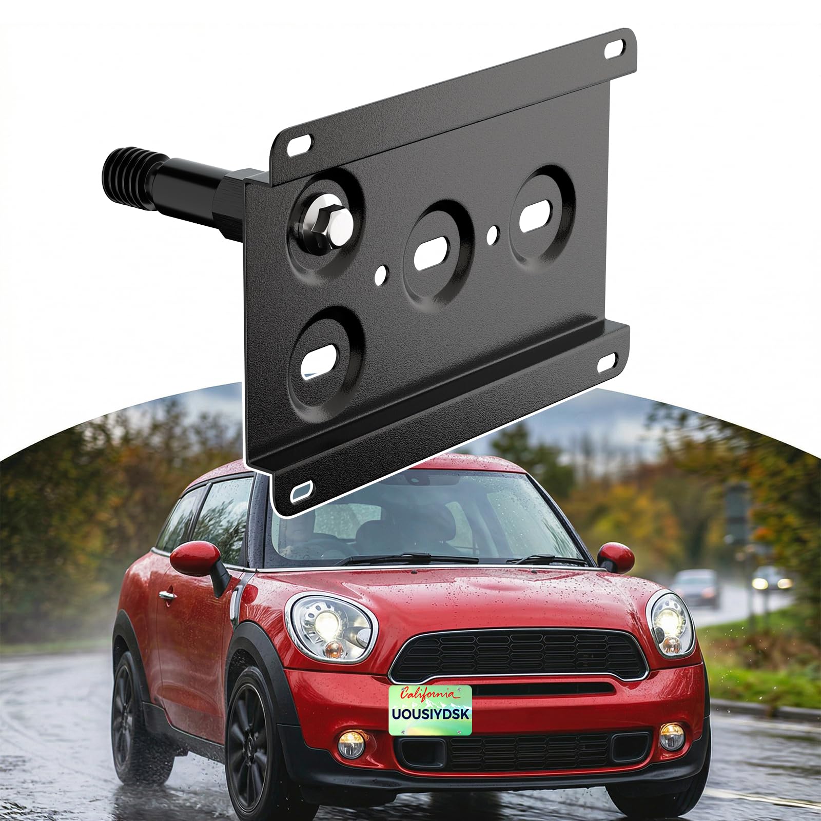 Front License Plate Bracket Compatible with Mini Cooper S Countryman Peaceman R60 R61 F55 F56 2014-present No Drill Tow Hook License Plate Holder, Car