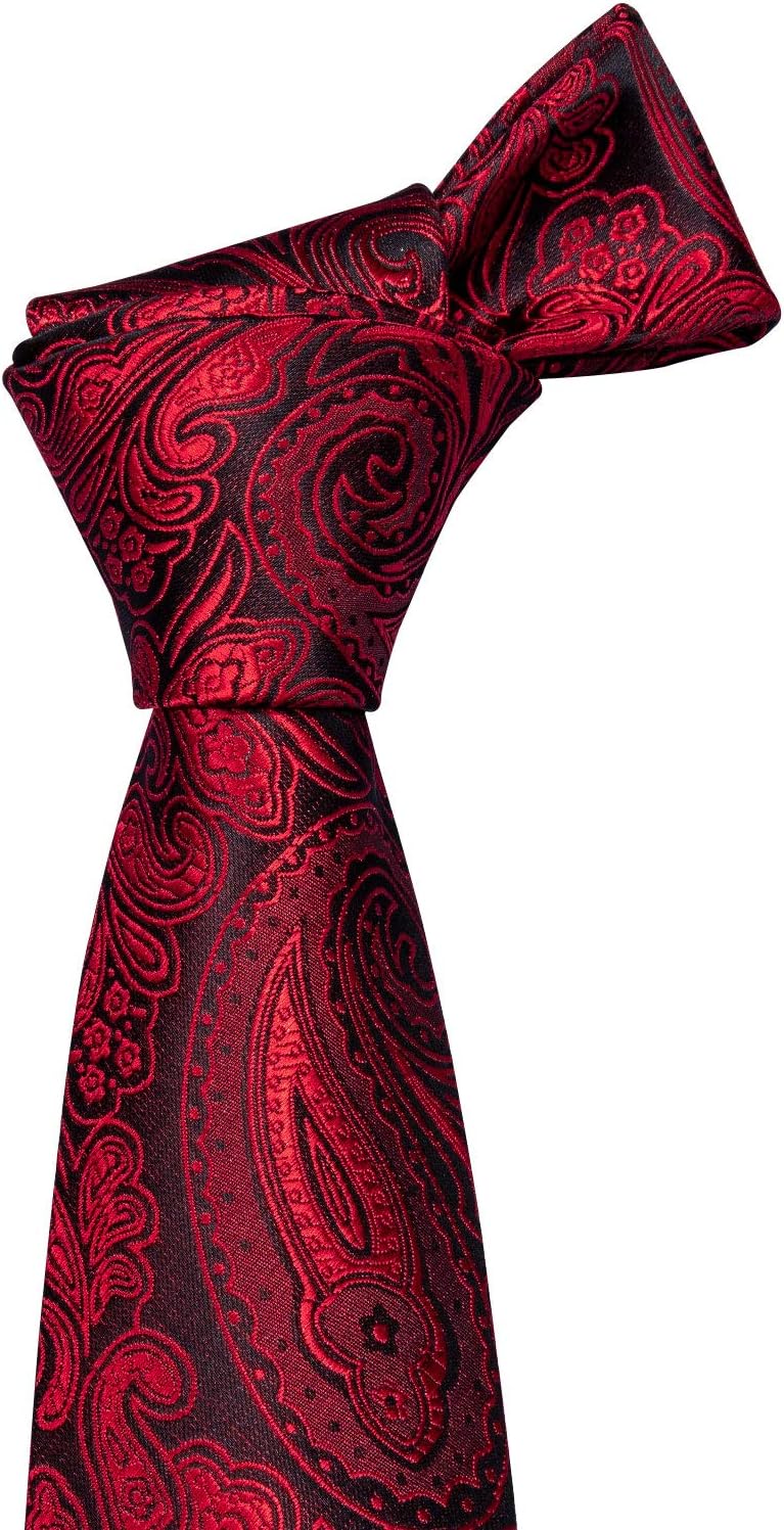 Barry.Wang Men Tie Set Paisley Silk Necktie Pocket Square Cufflinks Formal Wedding Business Party - Image 6