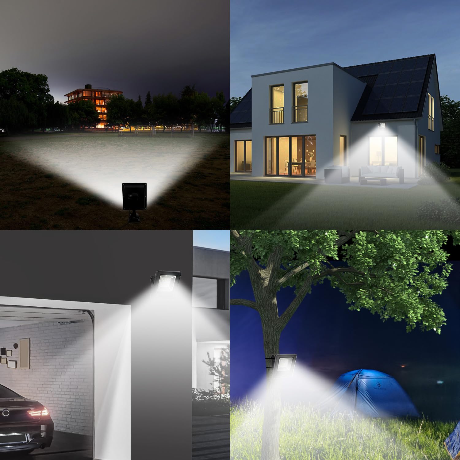 Lampes solaires d'extérieur étanches avec cordon de 4,6 m du crépuscule à l'aube 4400 mAh Projecteur LED 6000 K Éclairage de sécurité extérieur pour extérieur, mât de drapeau, balcon, abri de jardin