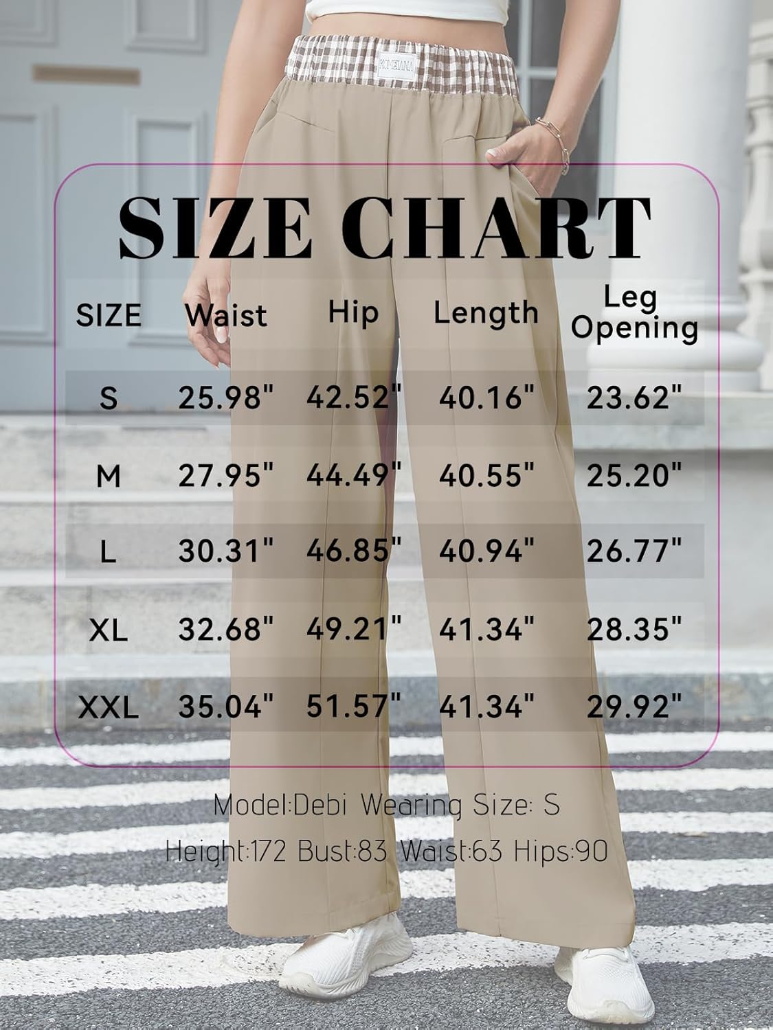 Wide Leg Slacks Pants for Women Pull on High Waisted Business Trousers with 3 Pockets for Casual Office Wear - Image 6