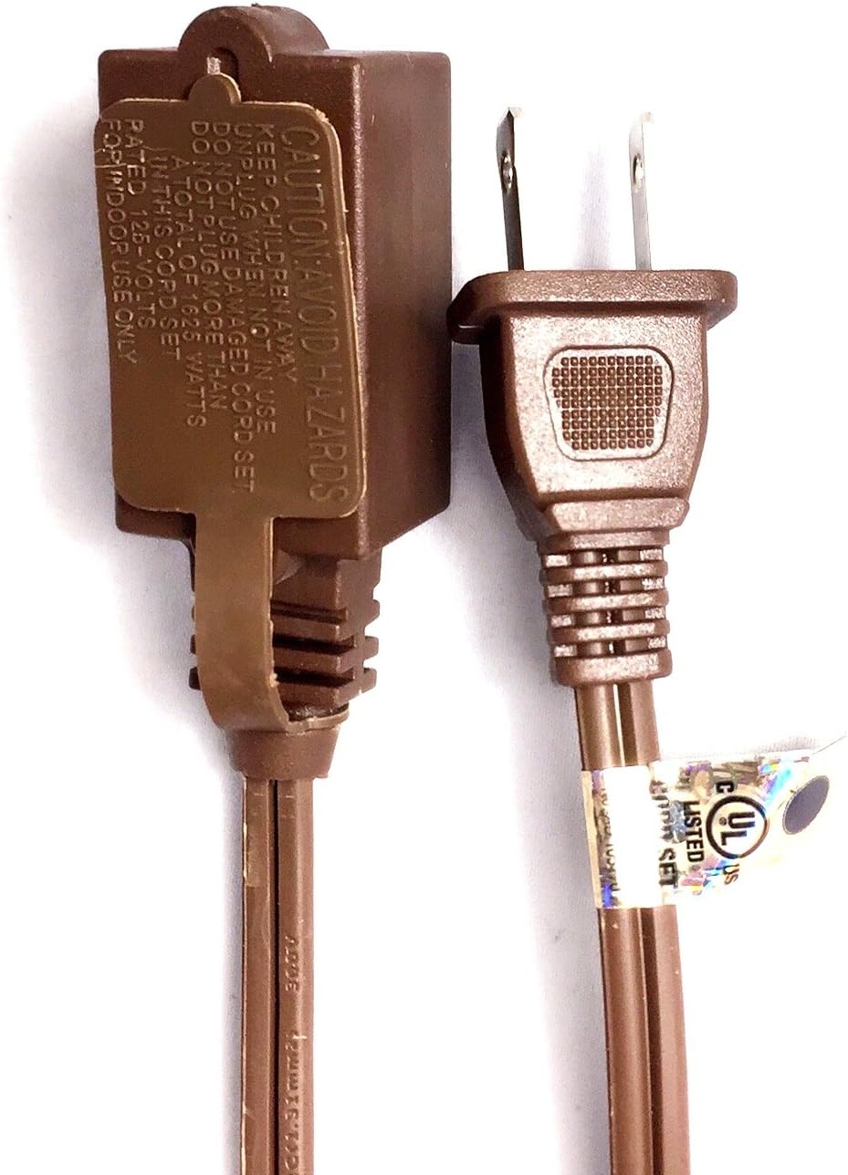 UL Heavy duty Household Extension Cord, 16 Gauge Power Cord with 3 Recepacle Cube Tap 125V, 13 Amps, 1625 W - 4 FT Brown