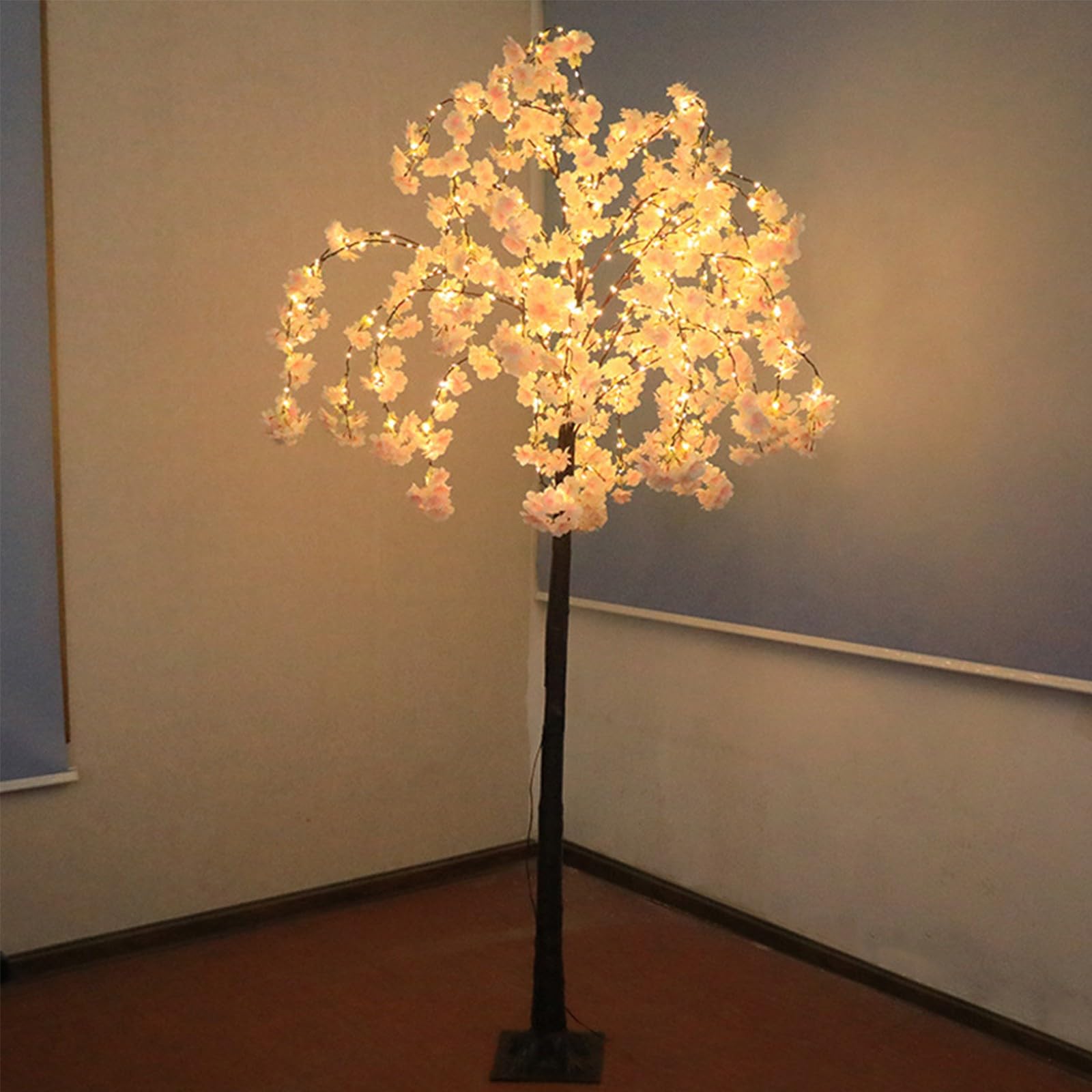 Árbol de Cerezo de 6 pies con 500 Luces LED, árbol Iluminado artificialmente para decoración del hogar, 8 Modos de iluminación, árbol Rosa con Flores Artificiales para decoración