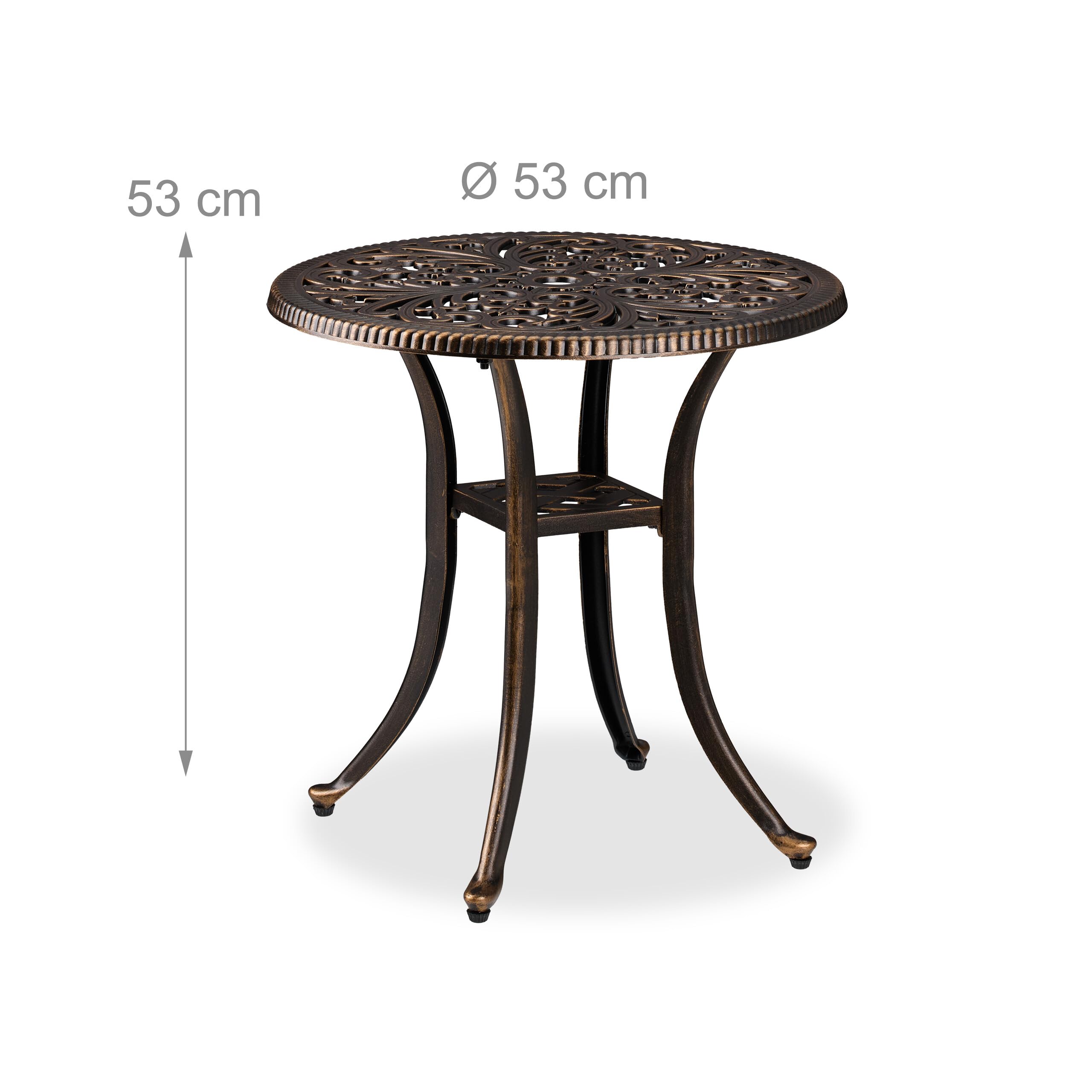 Relaxdays tuintafel met parasolgat, antiek design, gegoten
