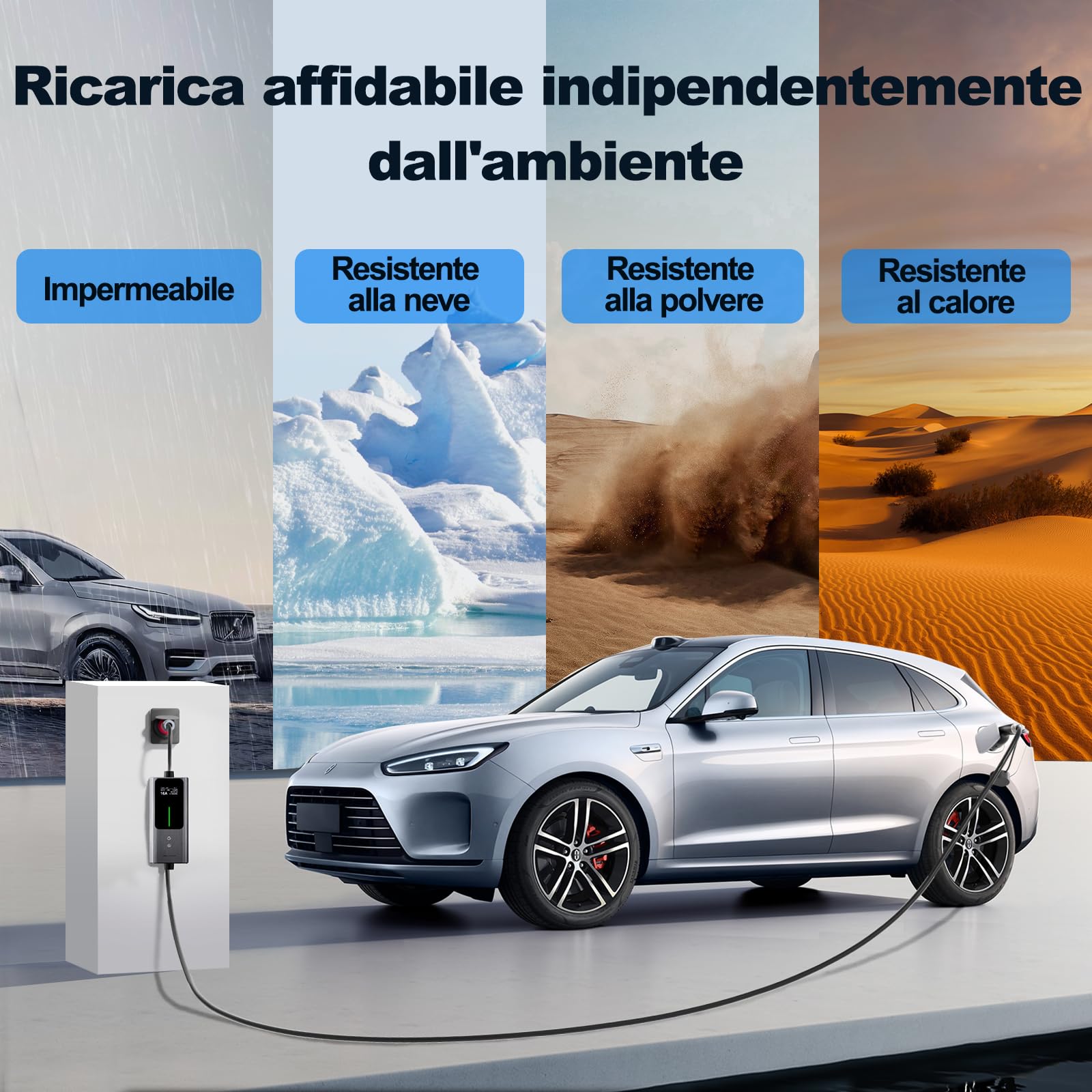 Colonnina Ricarica Auto Elettrica 11kW | 6-16A | 5m