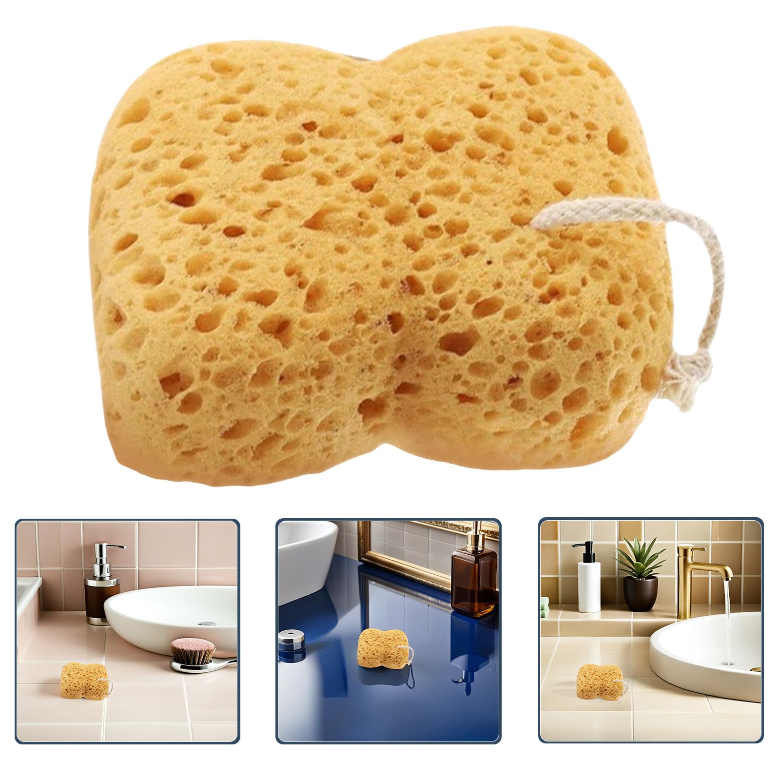 6 Piezas Esponja Altamente Exfoliante Natural Baño Estructura de Panal de Absorbente Ergonómica y Adecuado para Ducha y Delicada