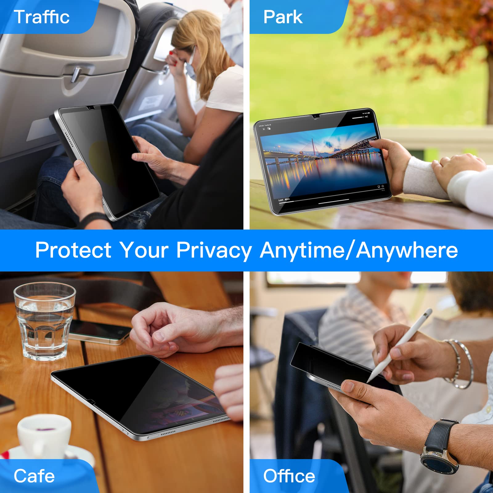 JETech Privacy Pellicola Protettiva in Vetro Temperato AntiSpy per iPad 11a/10a Generazione (A16, 2025/2022)