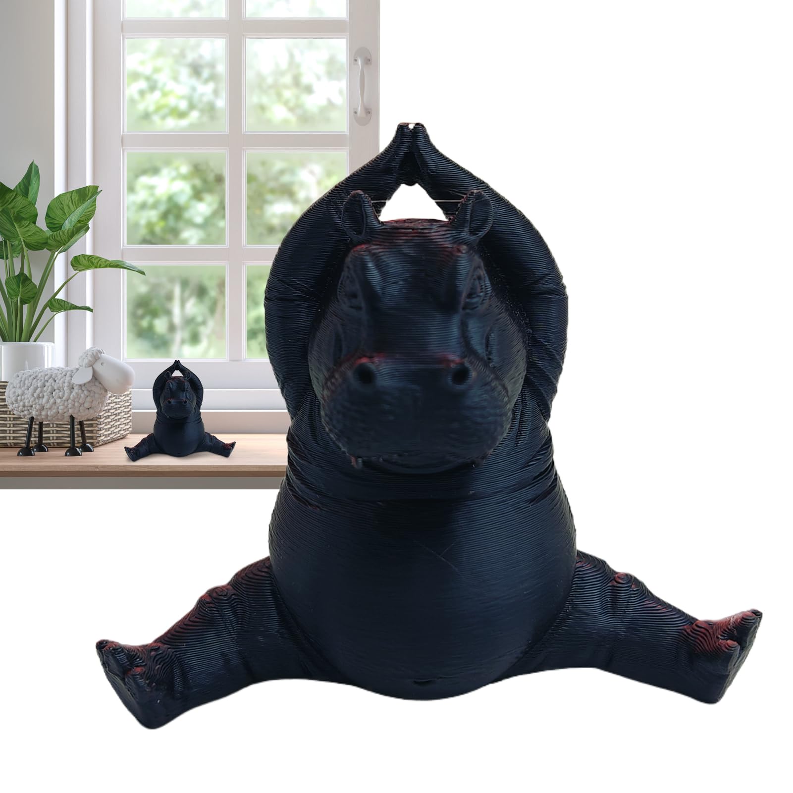 Hippo Statue | Yoga Hippo Animal Figurines Table Decor - Home Decorations Desk Accessories for Fireplace Desktop Bedroom Table Car Dorm Shop Party Favors Living
