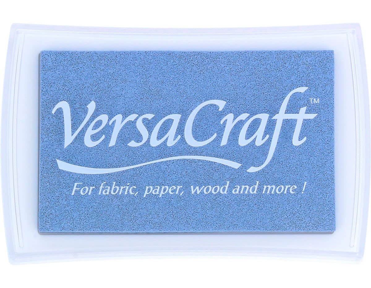 Tsukineko VersaCraft Ink Pad for Stamping-Blue, Baby Large-Water-Based, Opaque, Archival-Embossing, 95x65mm