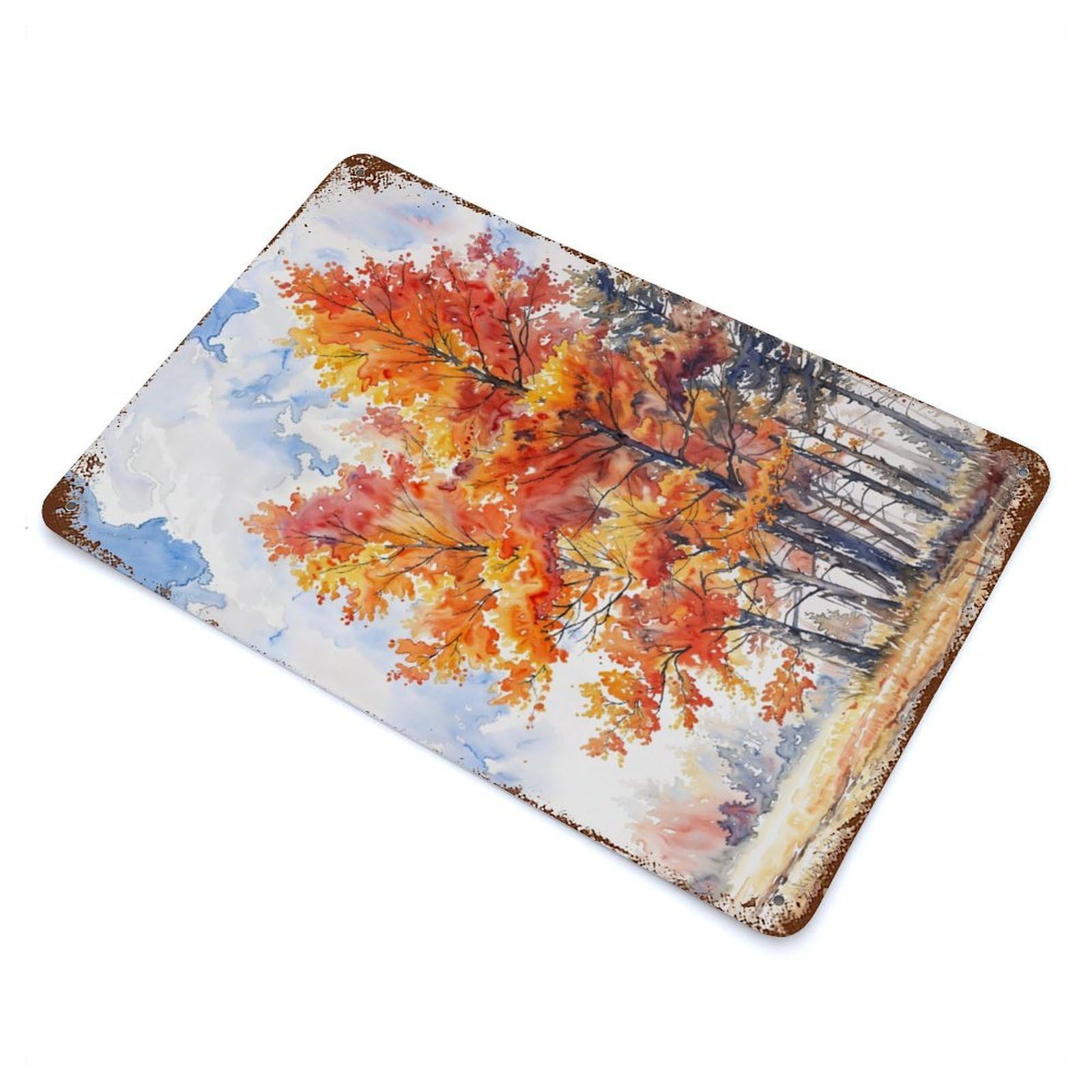 Fall Canopy Rusty Metal Tin Sign 11.8"x7.9", for Basement, Hobby Room And Garage Decor, Retro Wall Decor