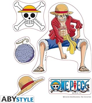amazon com abystyle abysse corp abydco445 one piece stickers 16x11cm 2 sheets luffy law x5 toys games