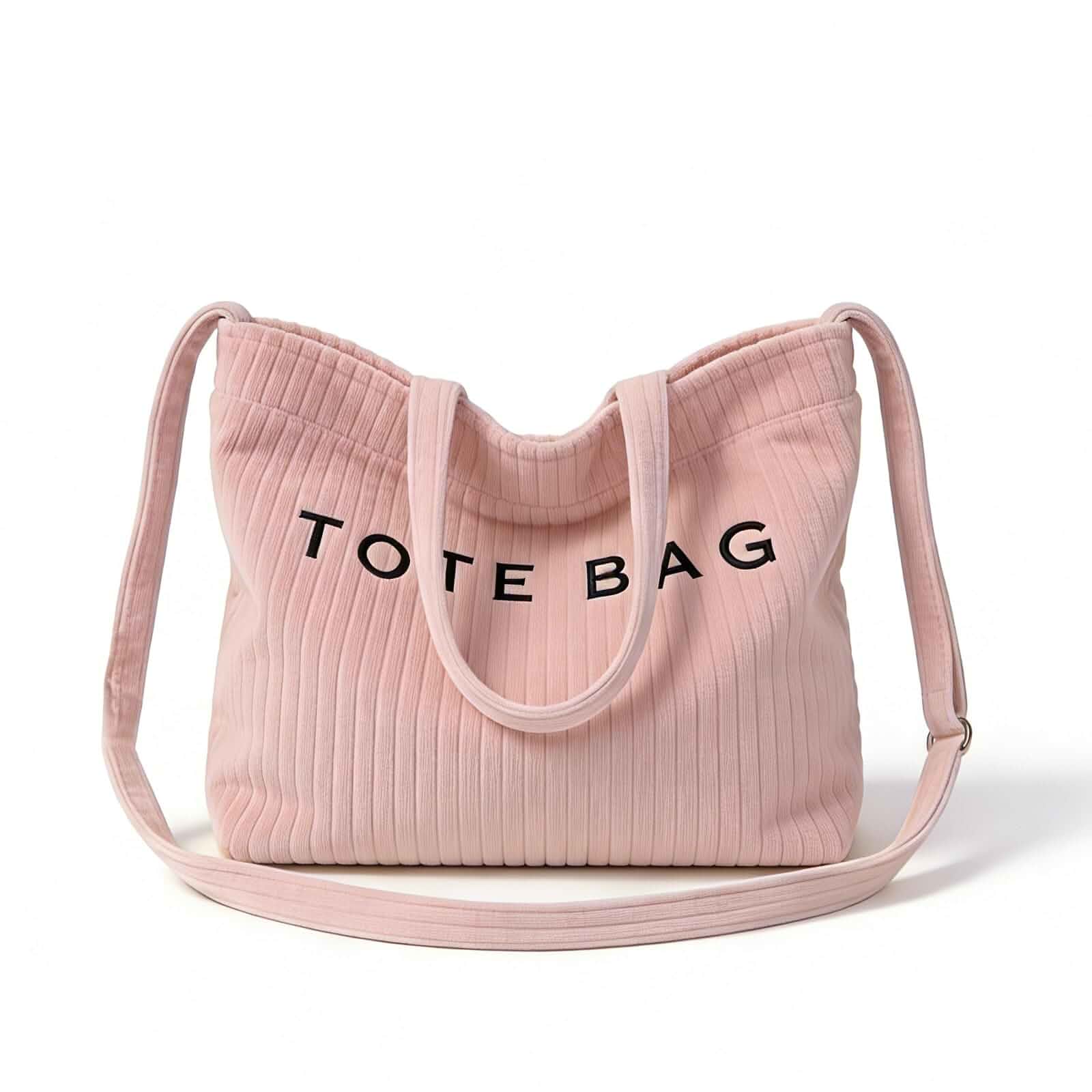 Women's Large Corduroy Letter Print Hobo Tote Adjustable Strap Work Travel Soft corduroy,Removable strap,Vintage casual, Lightweight, Foldable,Multi‑scene use