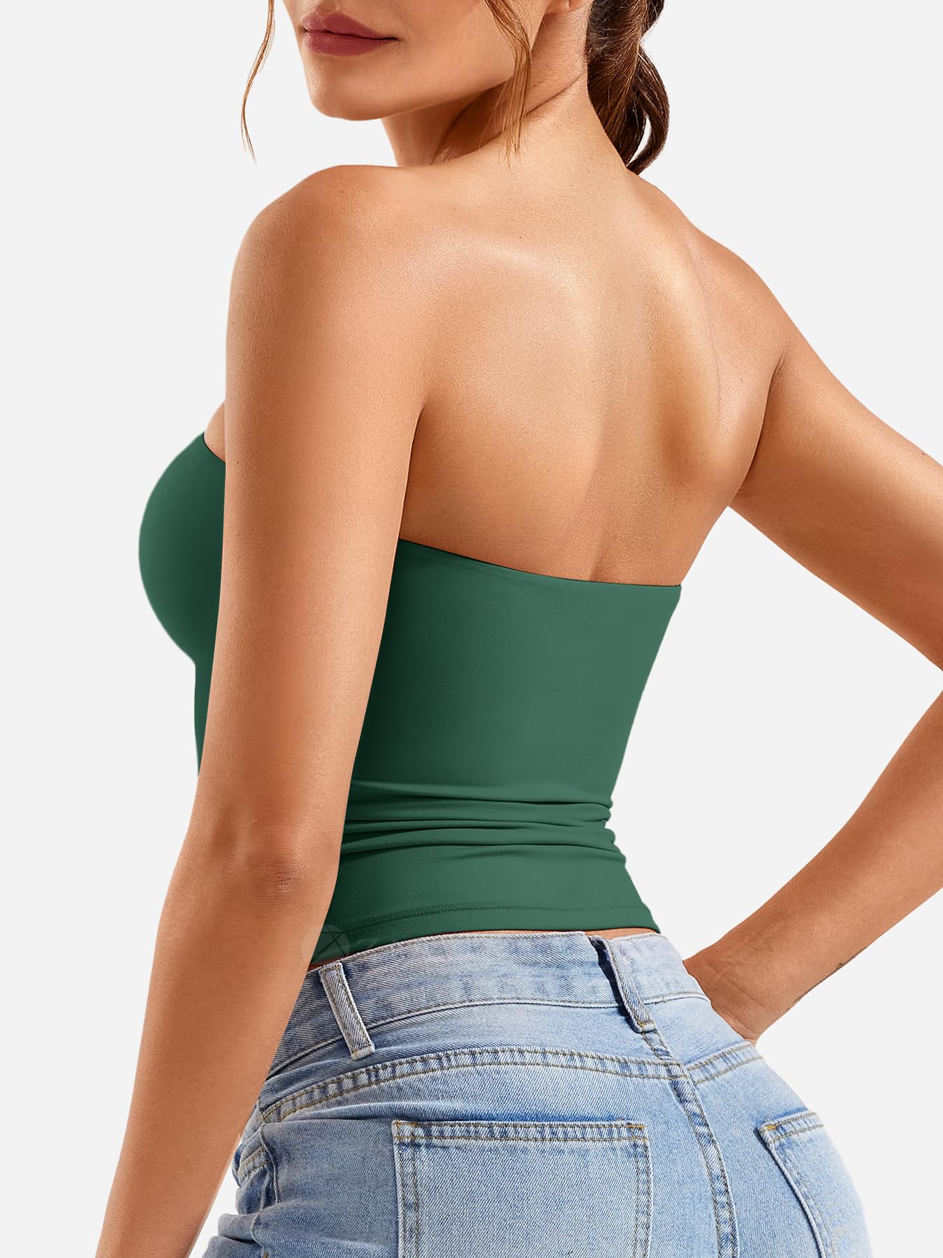 ZAAYO Top damski bandeau Y2K Slim Fit Crop Top seksowny letni z podwójną podszewką