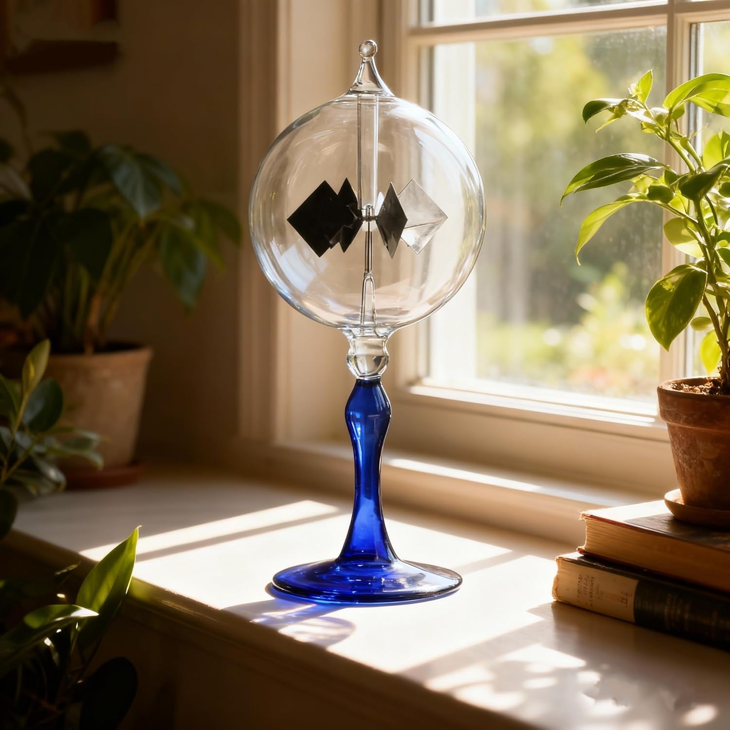 Large Solar Power Crookes Radiometer Gift Home Desk Decoration (Blue)