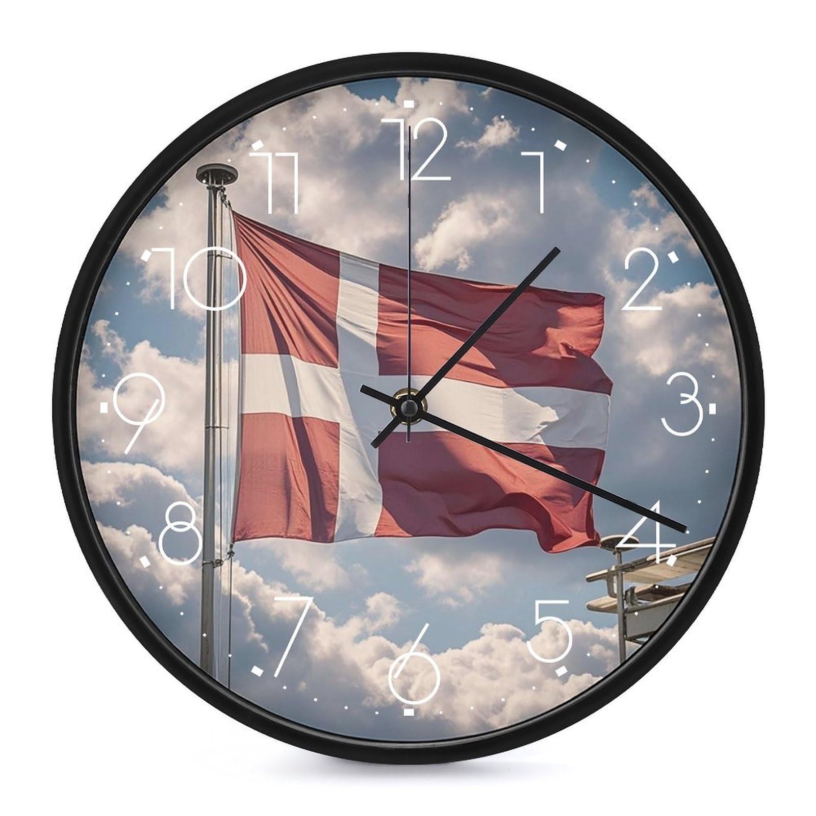 Horloge murale moderne ronde Danemark silencieuse sans bruit de tic-tac