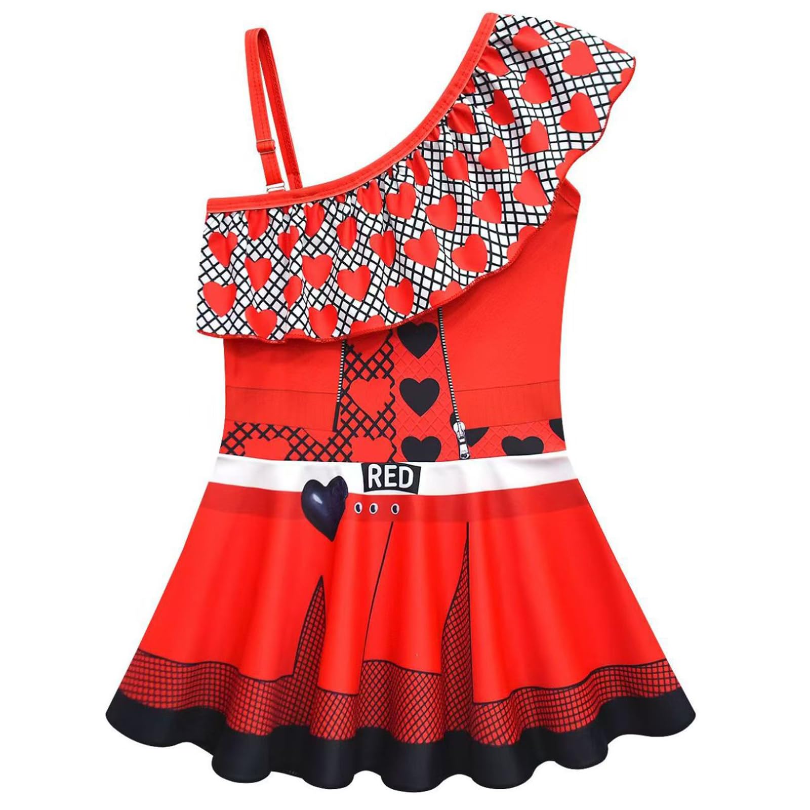 JYKSDTUWS Descendants One Piece Bathing Suit for Girls 3-10 Years, Cute Princess Swimsuits Cartoon Printed Swimwear