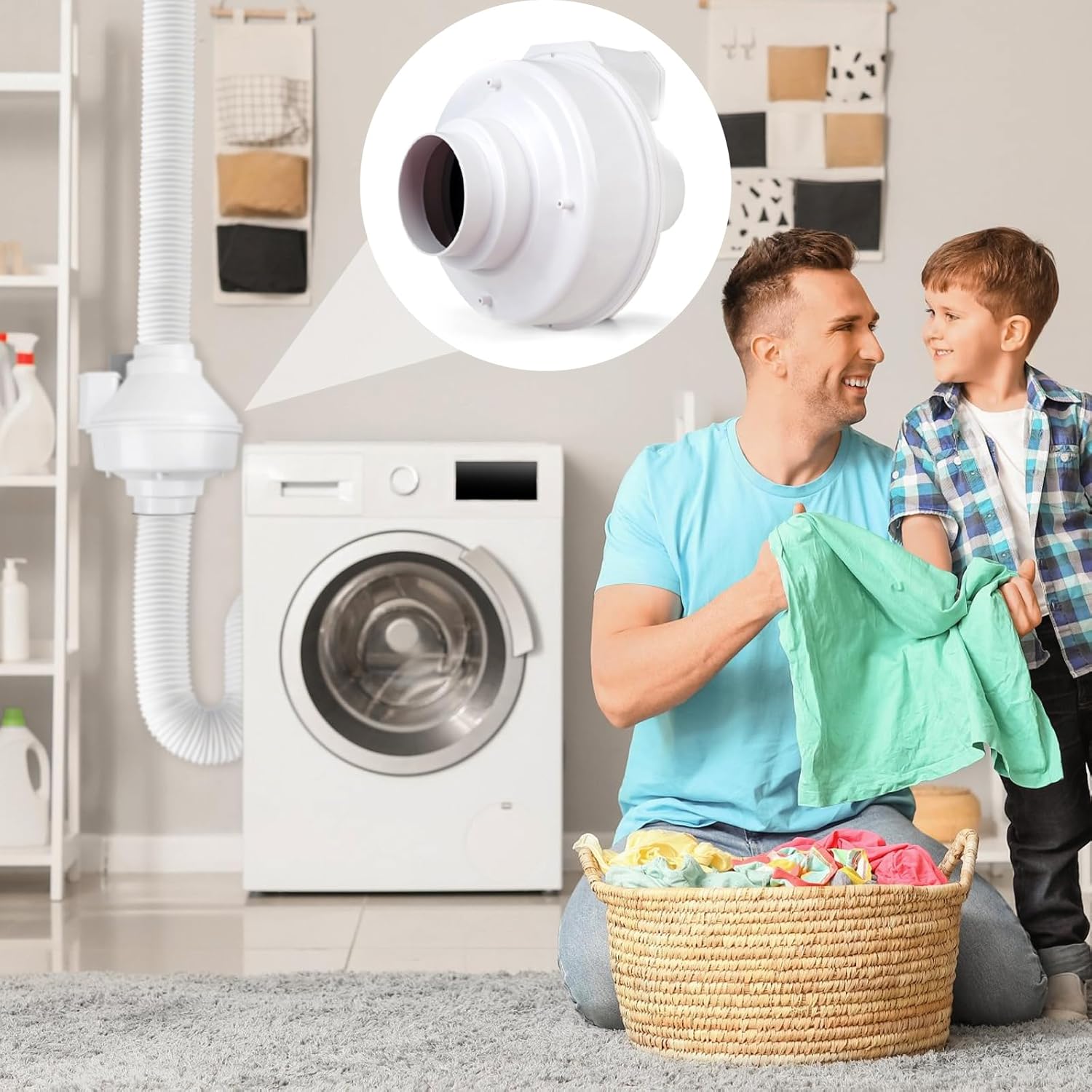 Upgraded DBF 110 Dryer Booster Fan, Dryer Vent Booster Fan 4 Inch, 4” Dryer Vent Booster Exhaust Fan, 167 CFM