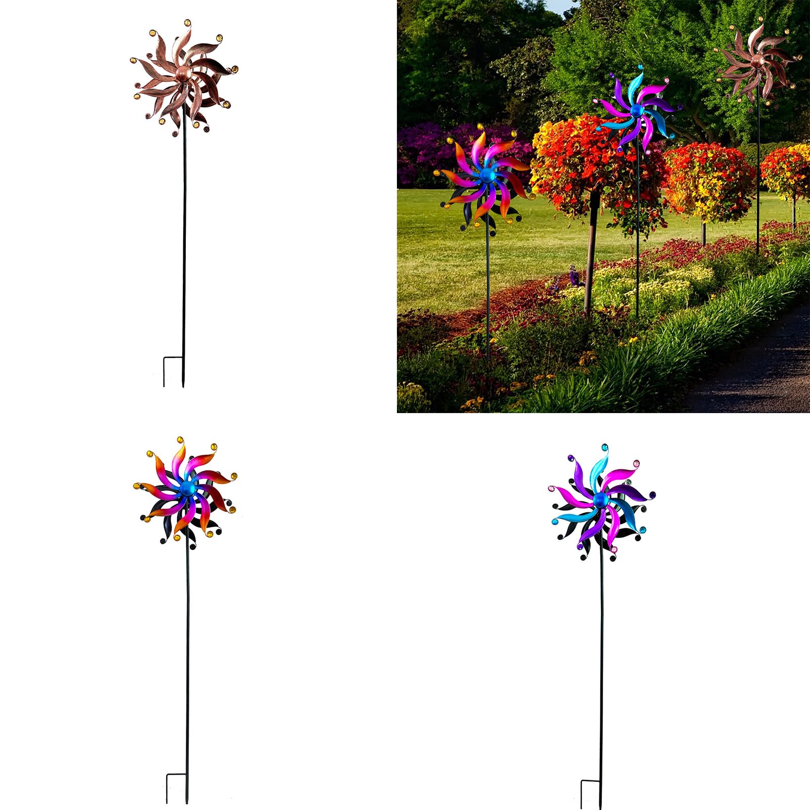 Molino de viento dinámico para patio, escultura de hierro para exteriores, decoración artística para jardín, césped y patios, resistente a la intemperie