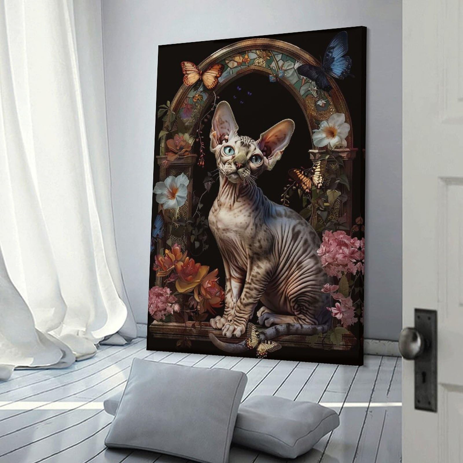 Junmoney Devon Rex Canvas Wall Decor 24x36inch(60x90cm), for Home Lounge, Bedroom Or Reading Nook, A Home Accent with Warm Character
