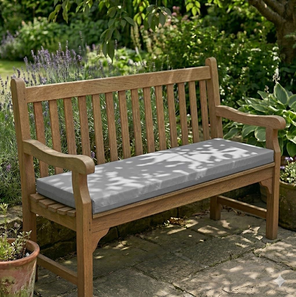 Goldstar Beddings Premium Garden Bench Cushion - 2 Seater Foam Seat Pad for Indoor/Outdoor Use (Grey, 2 Seater 15 x 45 x 2) — image 1