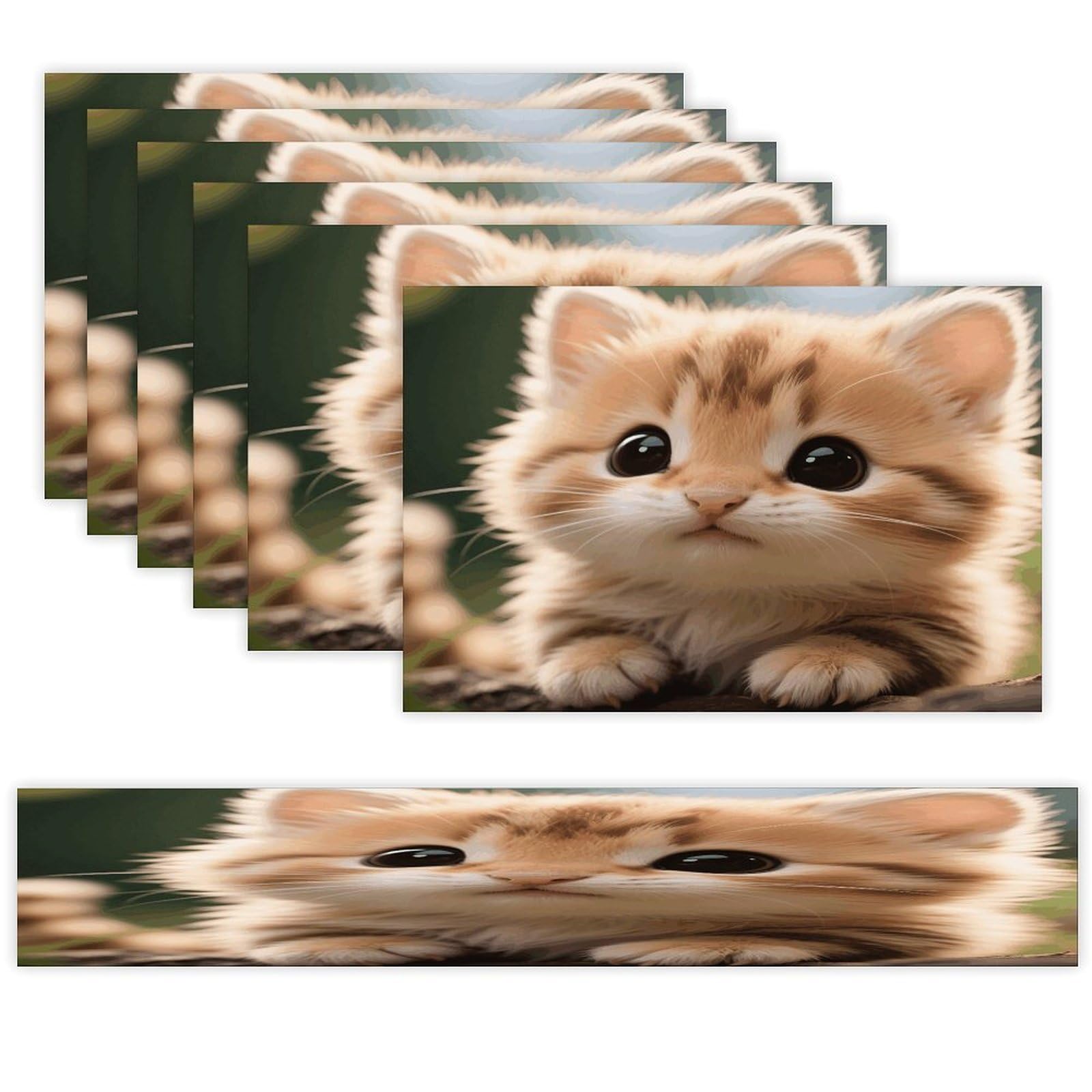 Cute Animals Table Runner and Placemats Set of 7 Linen Table Mat Non-Slip Place Mats Washable Placemat Heat Resistant Place Mat with Table Runner for Party Dining Decor
