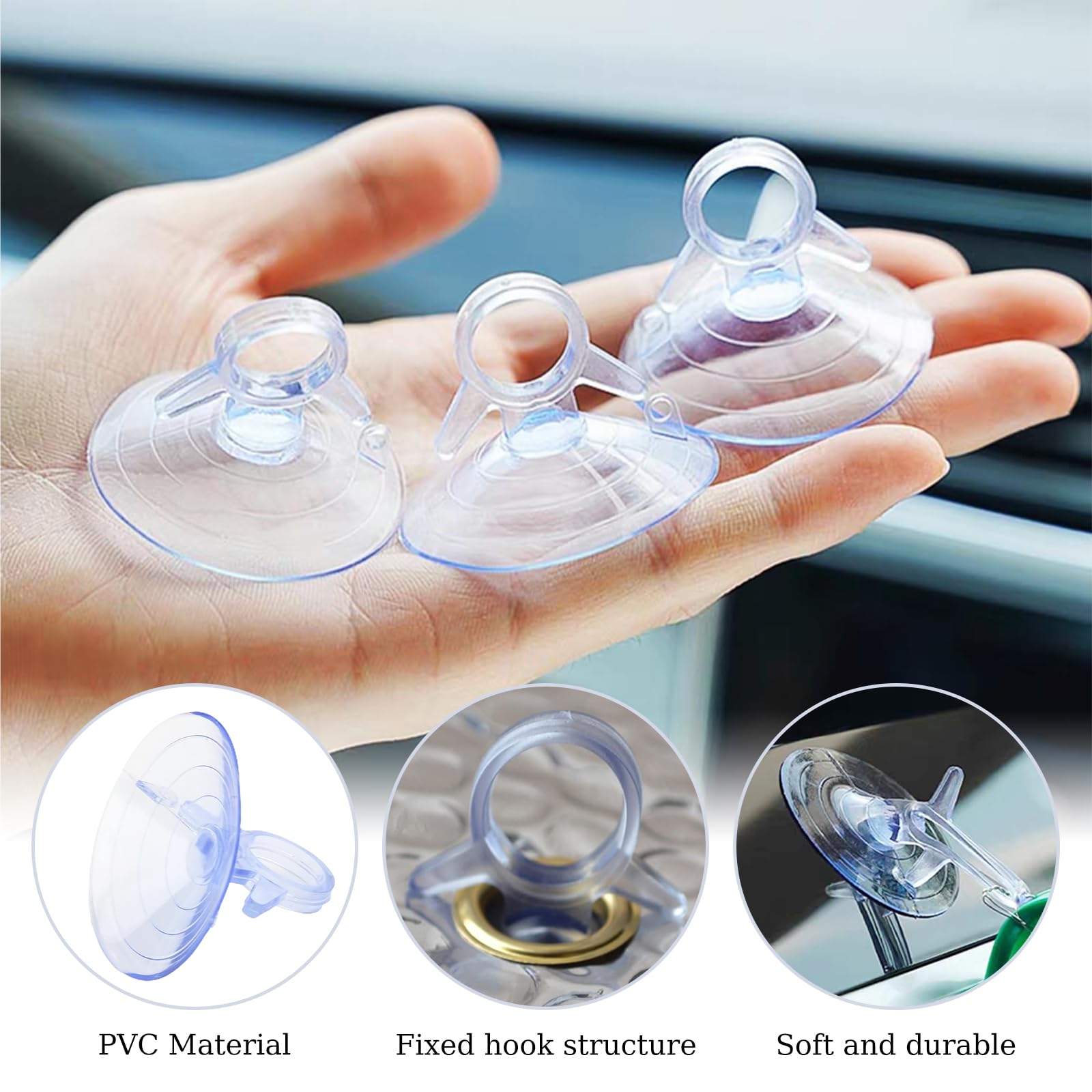 Ventosas Transparentes de Plástico PVC 45mm Extra Fuertes 50 Piezas para Cocina Baño Acuario