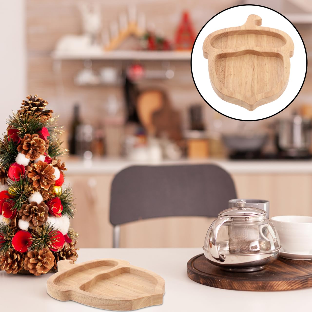 Anneome Bandeja De Madera 7.67X5.70X0.59In Para Bañera Con Diseño De Bellota Otoñal Bandeja Multifuncional Para Servir Aperitivos Quesos Dulces Y Decoración De Baño