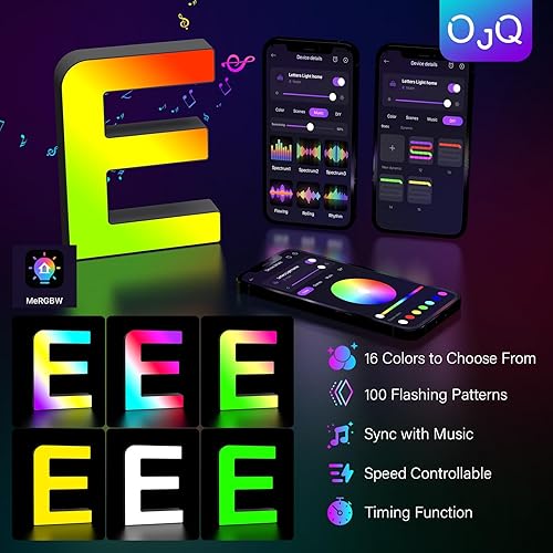 Miniatura 26 de OJQ Letras con luces LED iluminadas, letras de marquesina para decoración de habitación, luces de pared, regalos de Navidad, sincronización