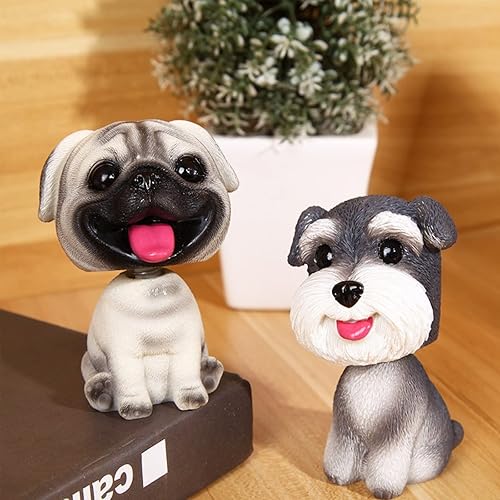 Miniatura 6 de Adorno de perro agitado para tablero de instrumentos de automóvil, 1 pieza de juguete Bobbleheads Shake Head, simulación de resina para perro,