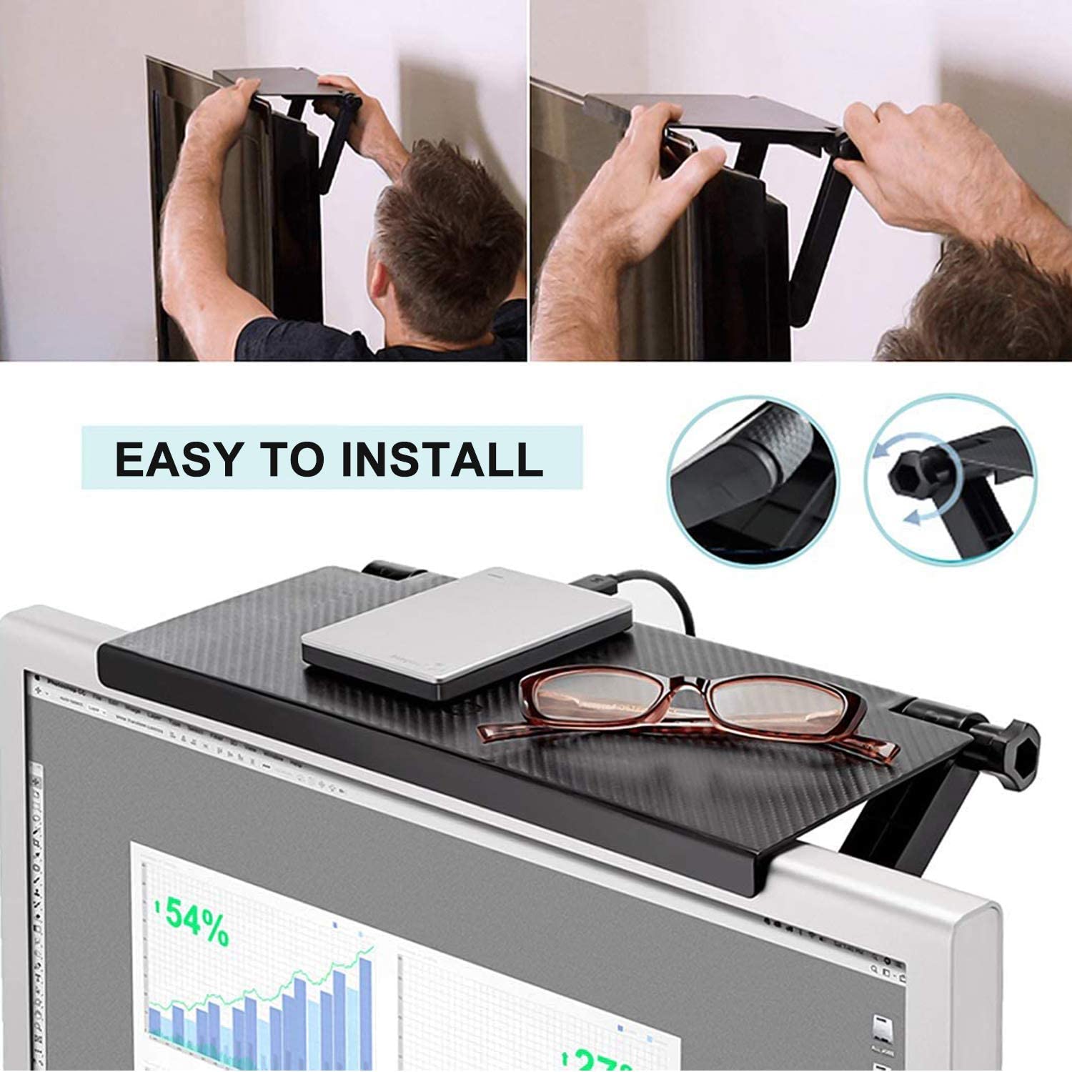 Étagère Supérieure TV, Écran Réglable Étagère Tablette Supérieure de Rangement, Pliable Moniteur TV Shelf Étagère pour Decodeur Écran Rack Moniteur pour TV Box, Routeur, Télécommande Étagère Supérieure TV, Écran Réglable Étagère Tablette Supérieure de Rangement, Pliable Moniteur TV Shelf Étagère pour Decodeur Écran Rack Moniteur pour TV Box, Routeur, Télécommande
